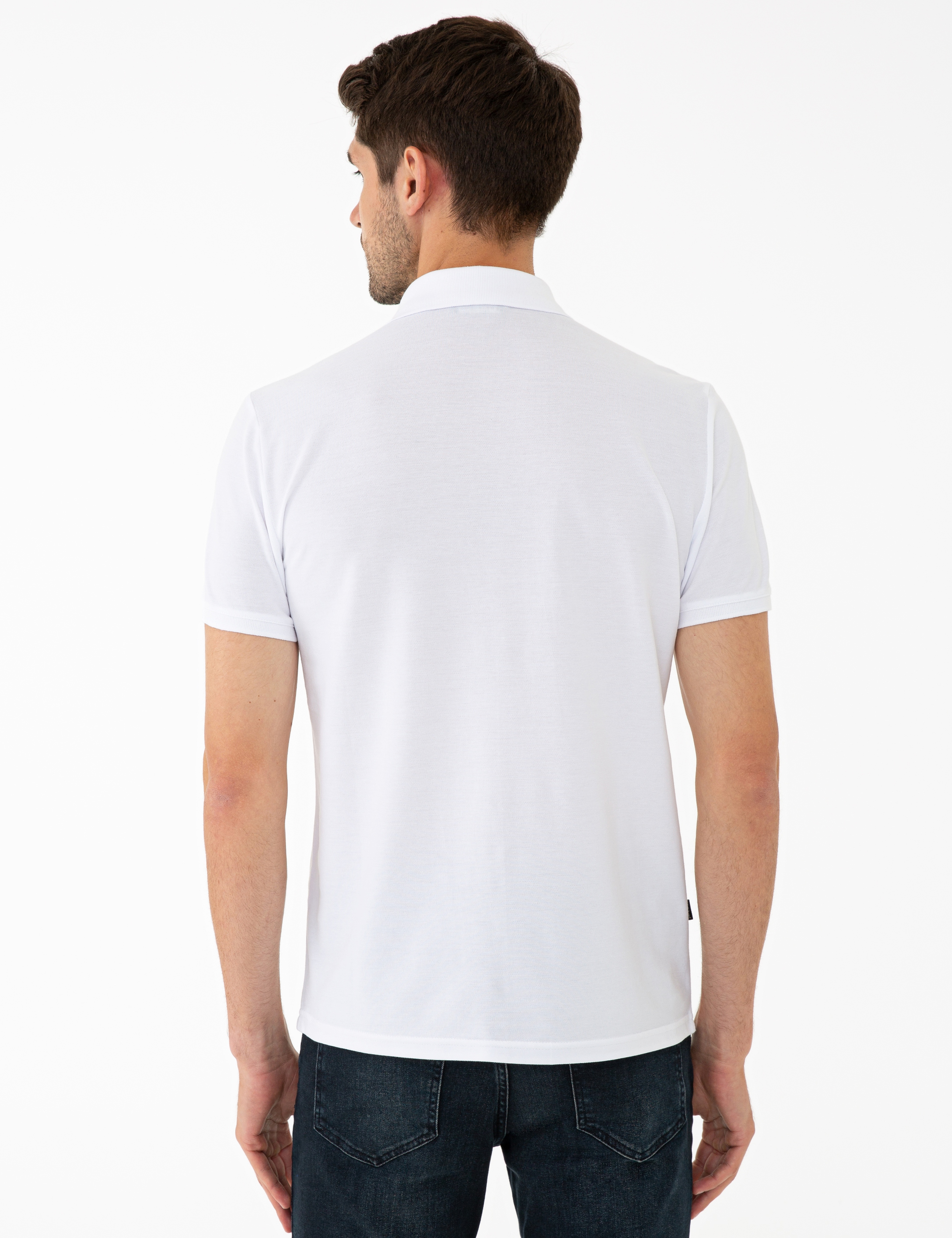 Beyaz Slim Fit Polo Yaka T-Shirt