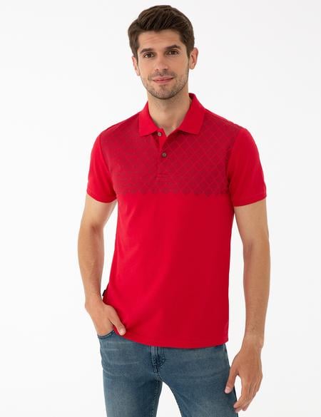 Kırmızı Slim Fit Polo Yaka Tişört - 50242144034