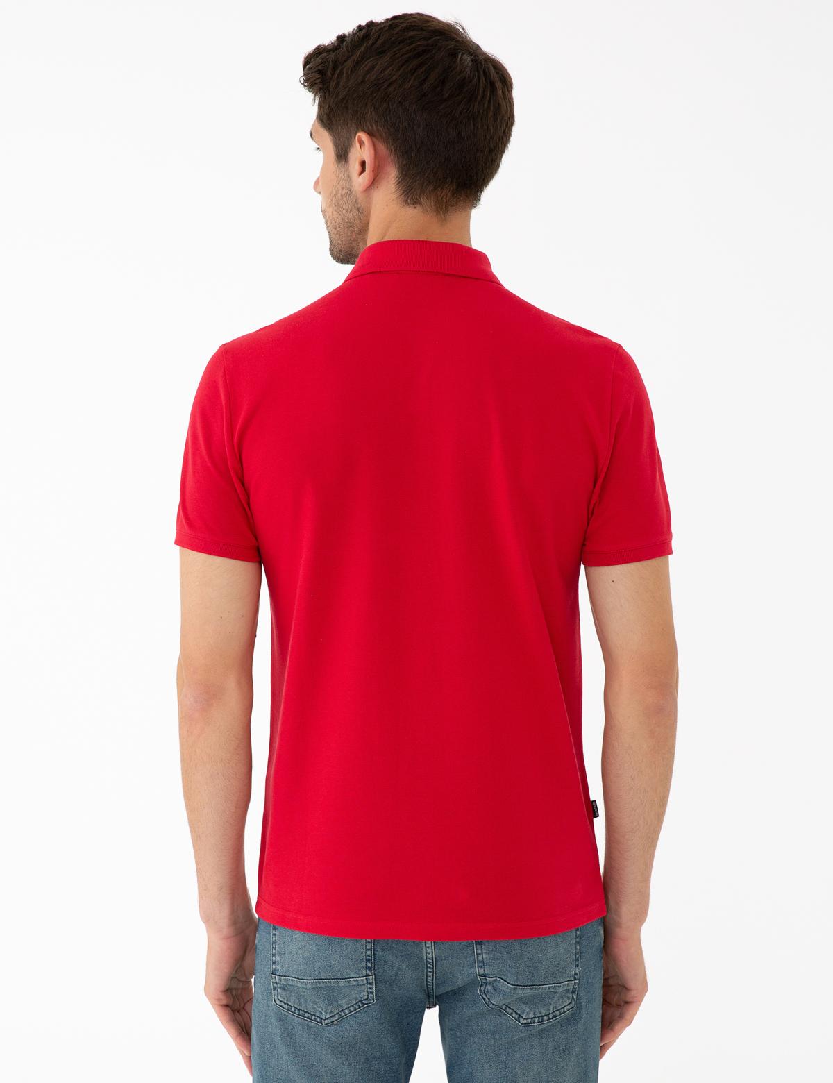 Kırmızı Slim Fit Polo Yaka Tişört - 50242144034