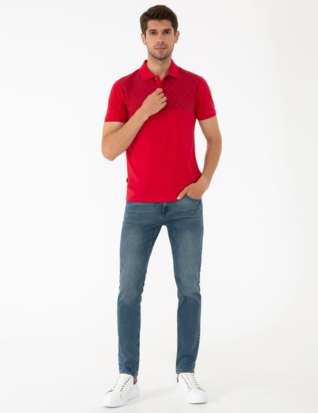 Kırmızı Slim Fit Polo Yaka Tişört - 50242144034