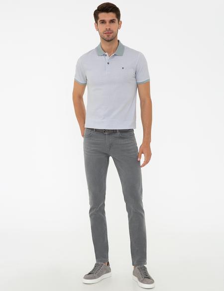 Gri Slim Fit Polo Yaka Tişört - 50242149011
