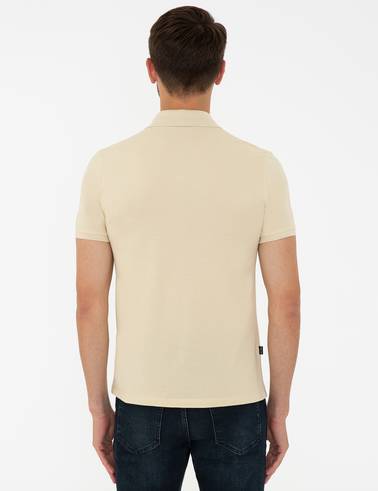 Bej Slim Fit Polo Yaka Tişört