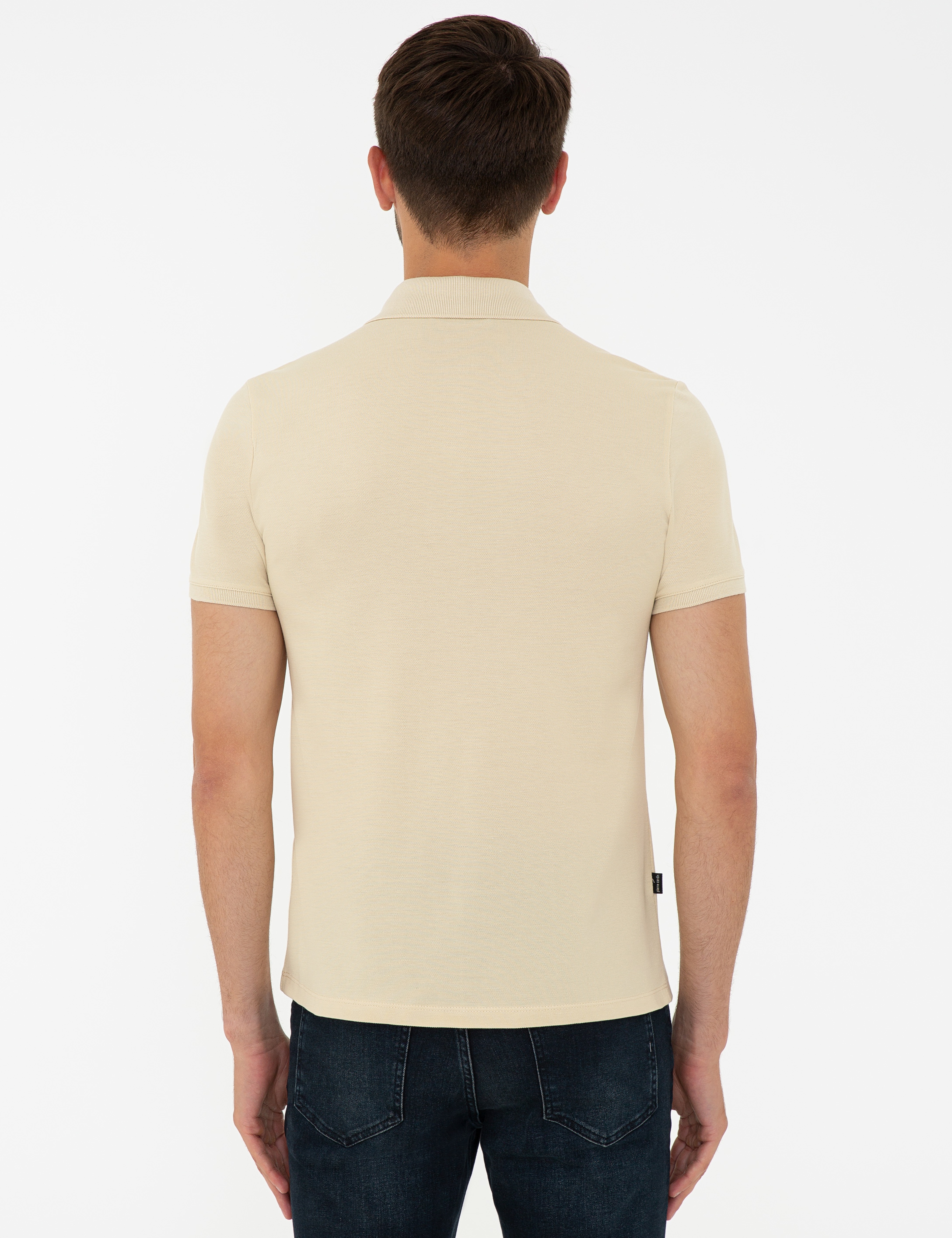 Bej Slim Fit Polo Yaka Tişört