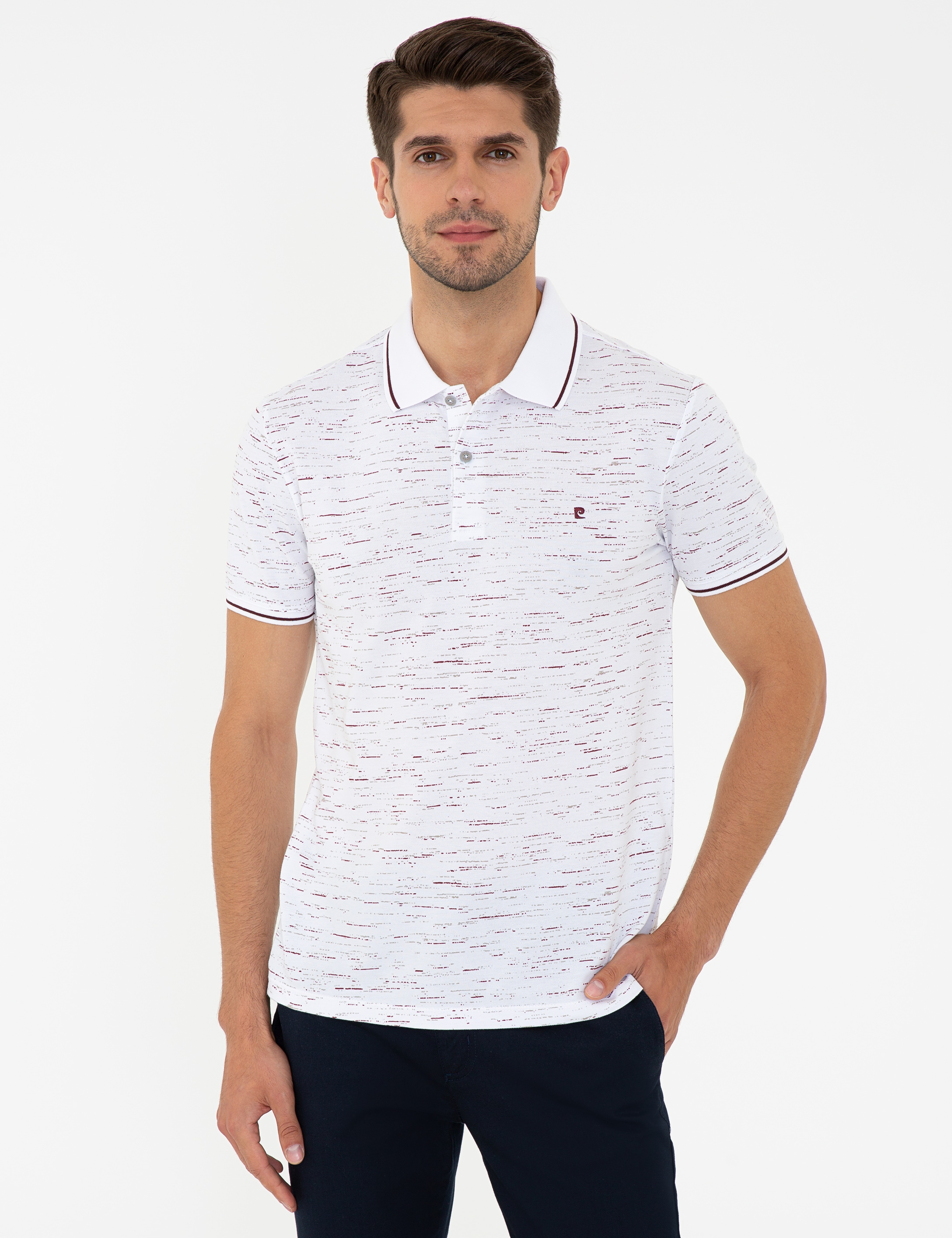 Beyaz Slim Fit Polo Yaka T-Shirt - Image 1