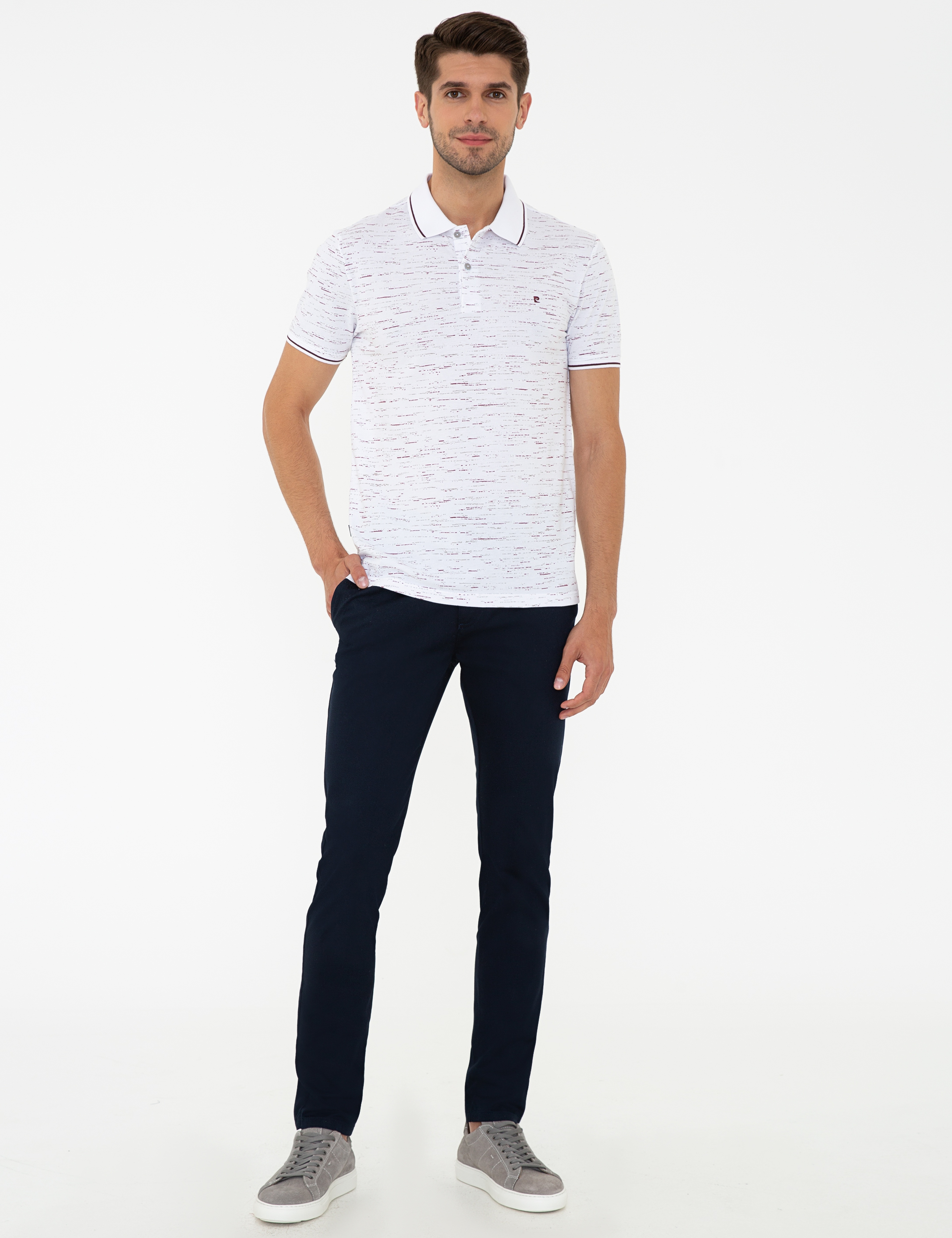 Beyaz Slim Fit Polo Yaka T-Shirt - Image 4