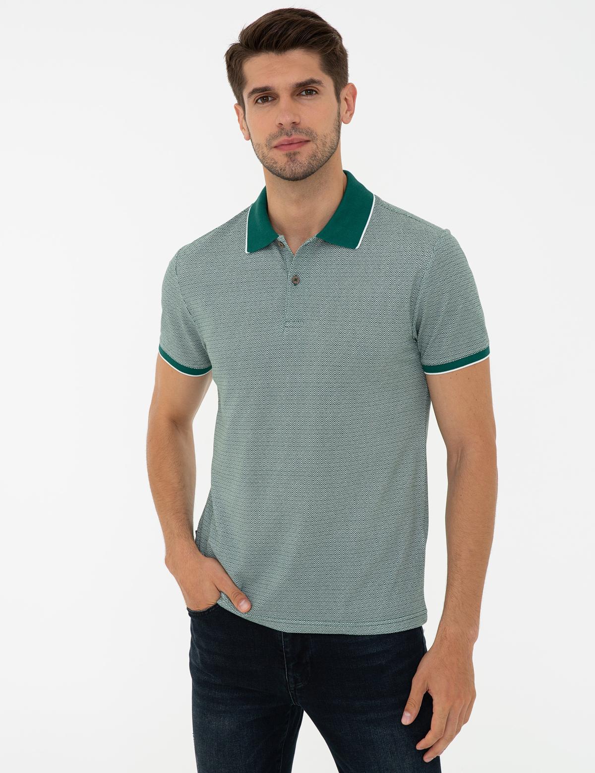 Koyu Yeşil Slim Fit Polo Yaka T-Shirt