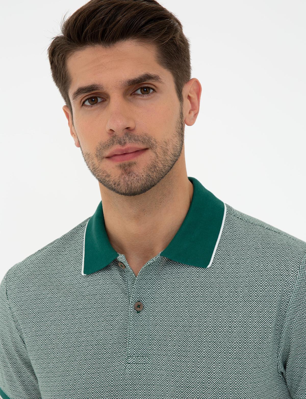 Koyu Yeşil Slim Fit Polo Yaka T-Shirt - 50242036029