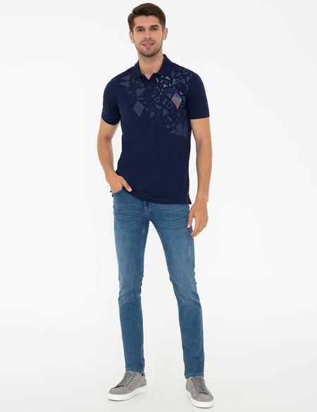 Koyu Lacivert Slim Fit Polo Yaka Tişört - 50233272122
