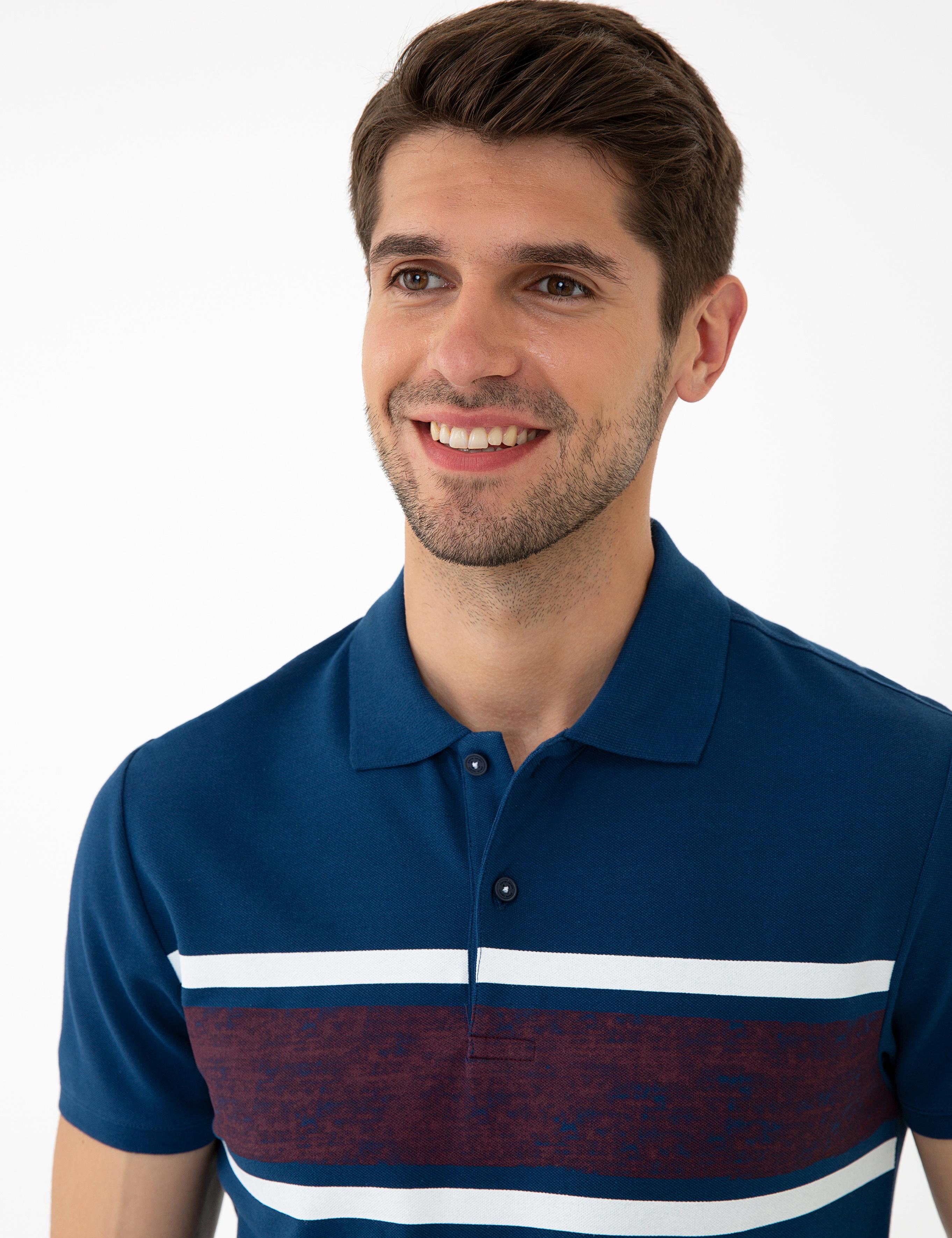 Lacivert Slim Fit Polo Yaka T-Shirt