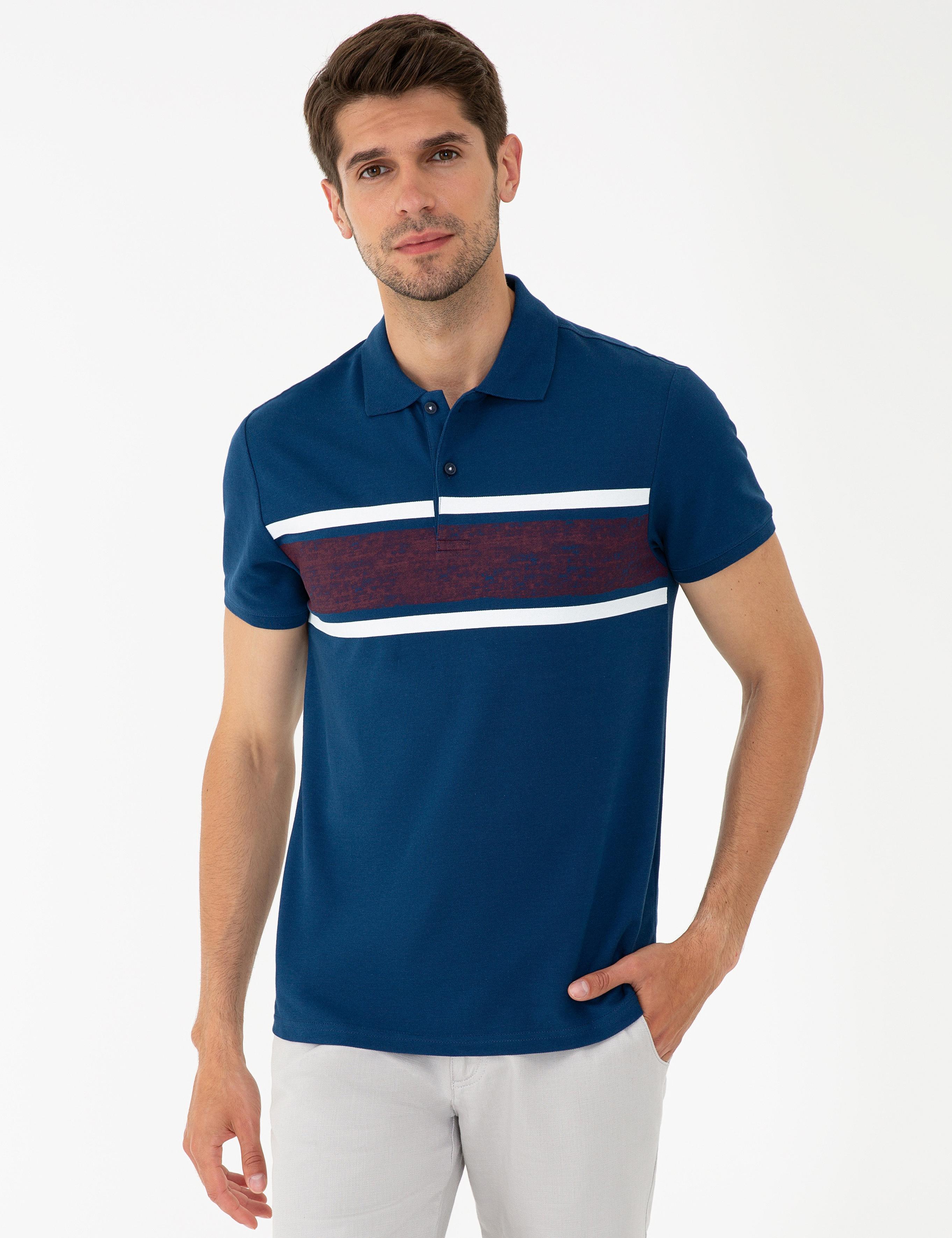 Lacivert Slim Fit Polo Yaka T-Shirt