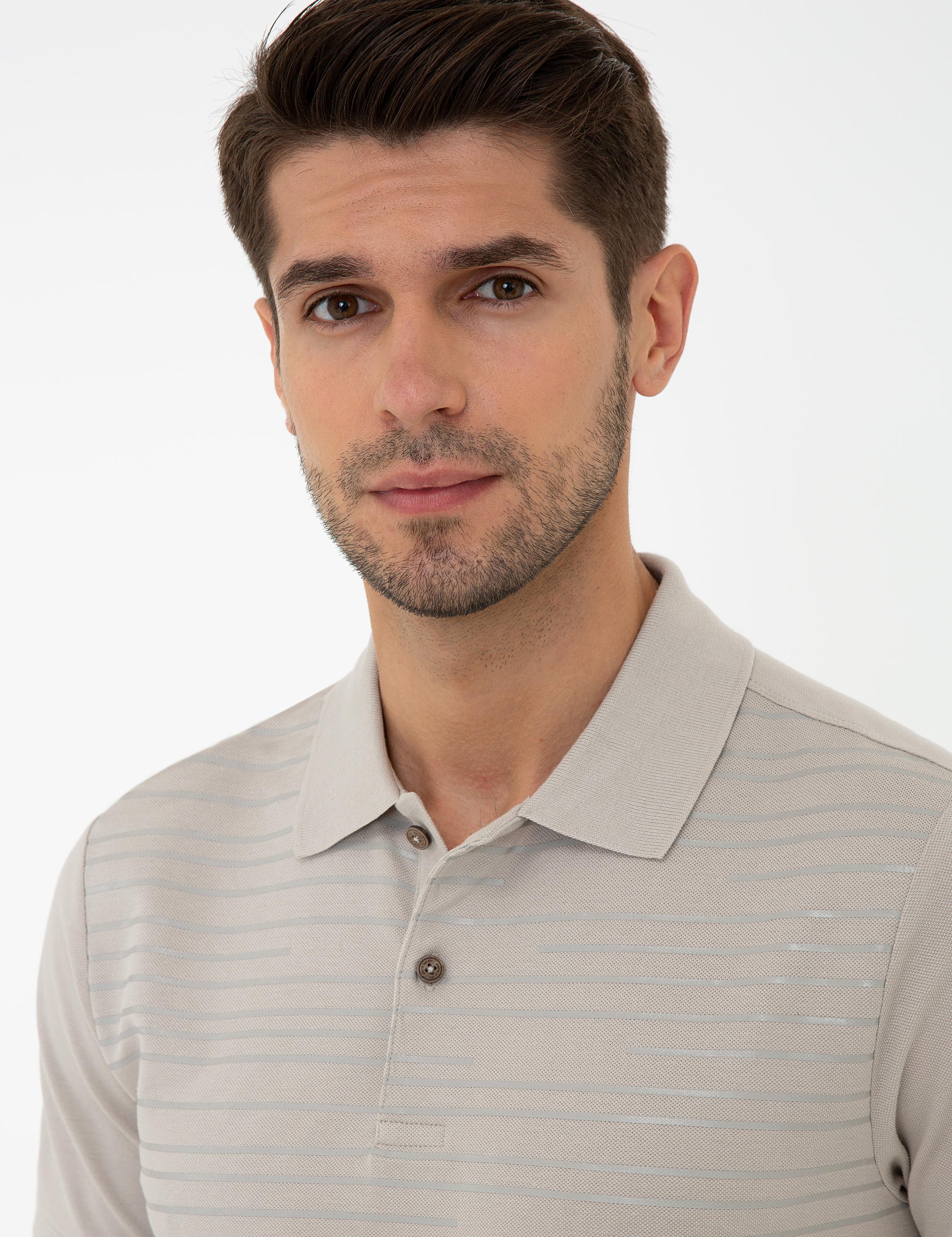 Açık Gri Slim Fit Polo Yaka Tişört