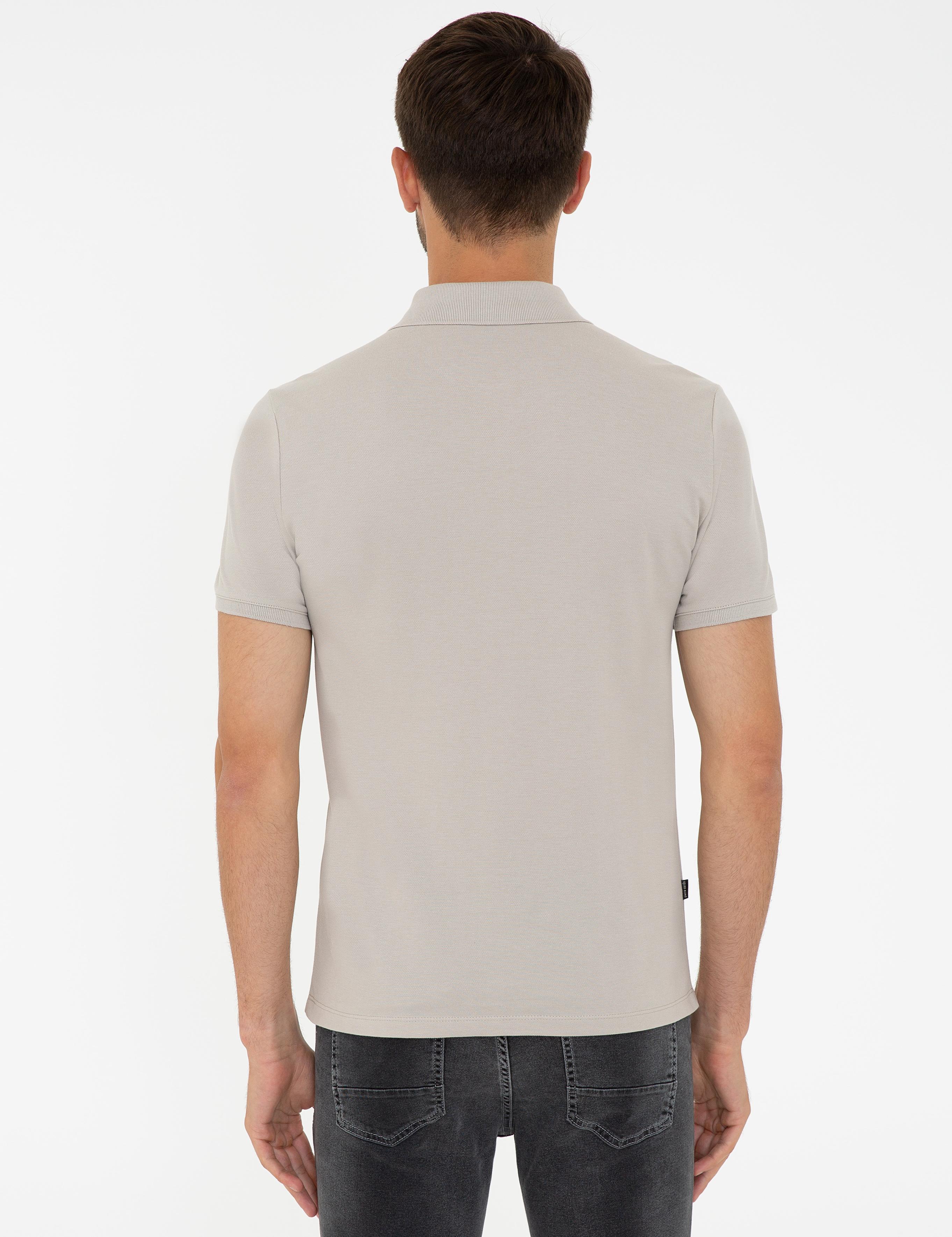 Açık Gri Slim Fit Polo Yaka Tişört