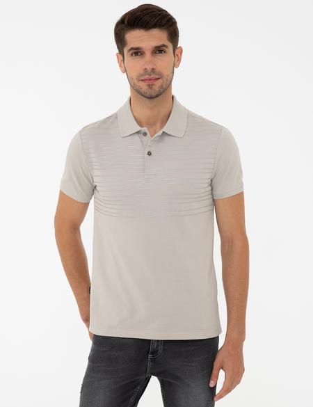 Açık Gri Slim Fit Polo Yaka Tişört - 50242148005