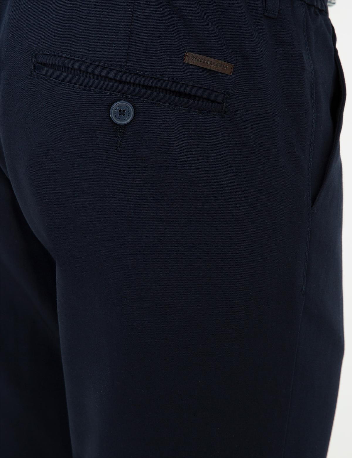 Lacivert Standart Fit Keten Karışımlı Chino Pantolon - 50219713126