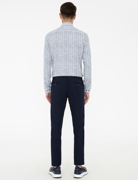 Lacivert Standart Fit Keten Karışımlı Chino Pantolon - 50219713126