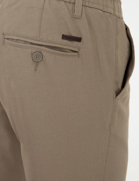 Bej Standart Fit Keten Karışımlı Chino Pantolon - 50219713137