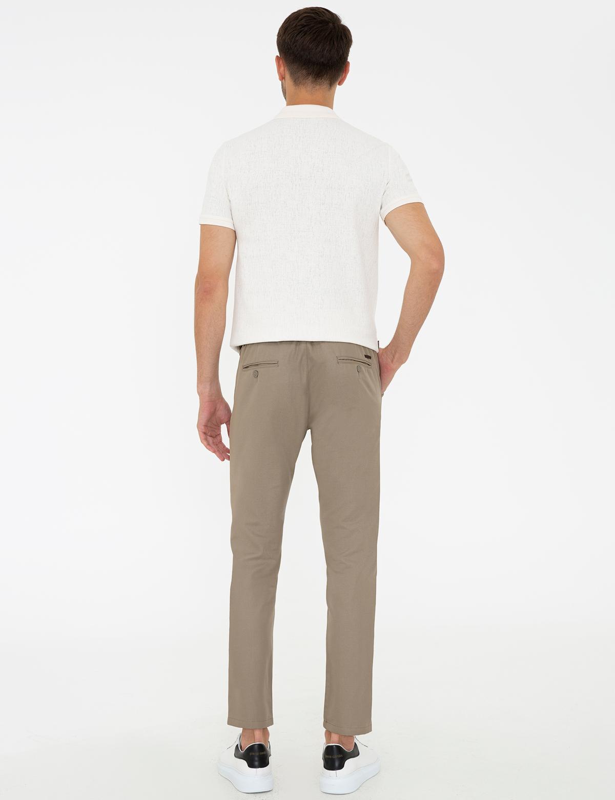 Bej Standart Fit Keten Karışımlı Chino Pantolon - 50219713137