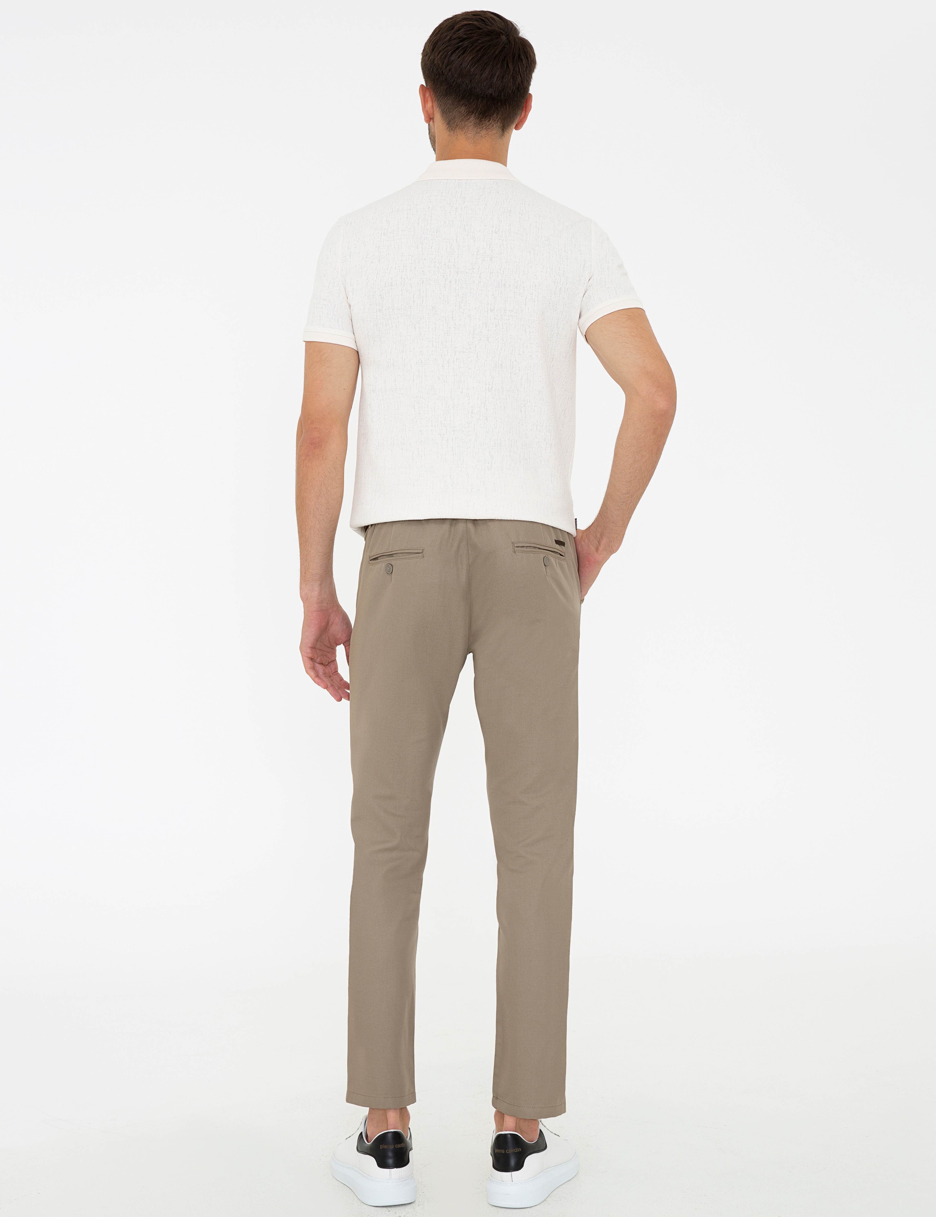 Bej Standart Fit Keten Karışımlı Chino Pantolon - Image 5