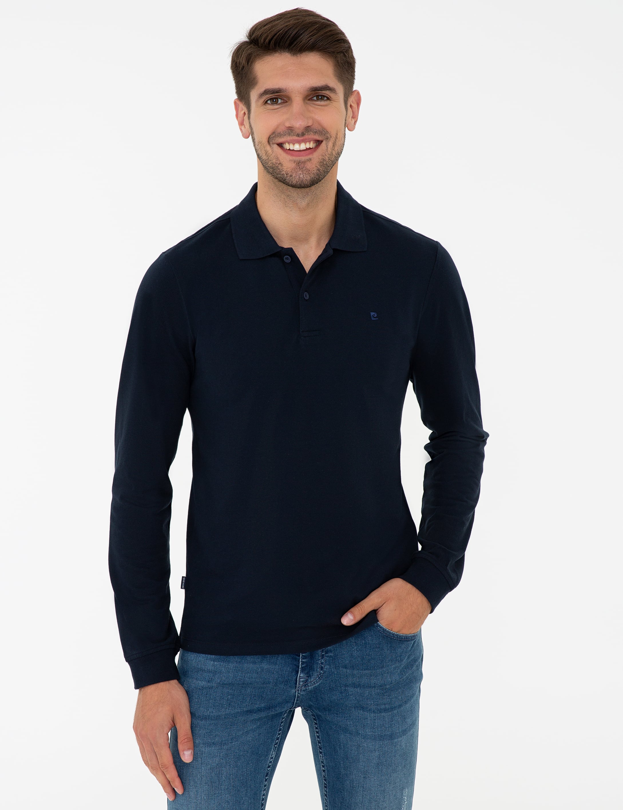Lacivert Slim Fit Basic Sweatshirt