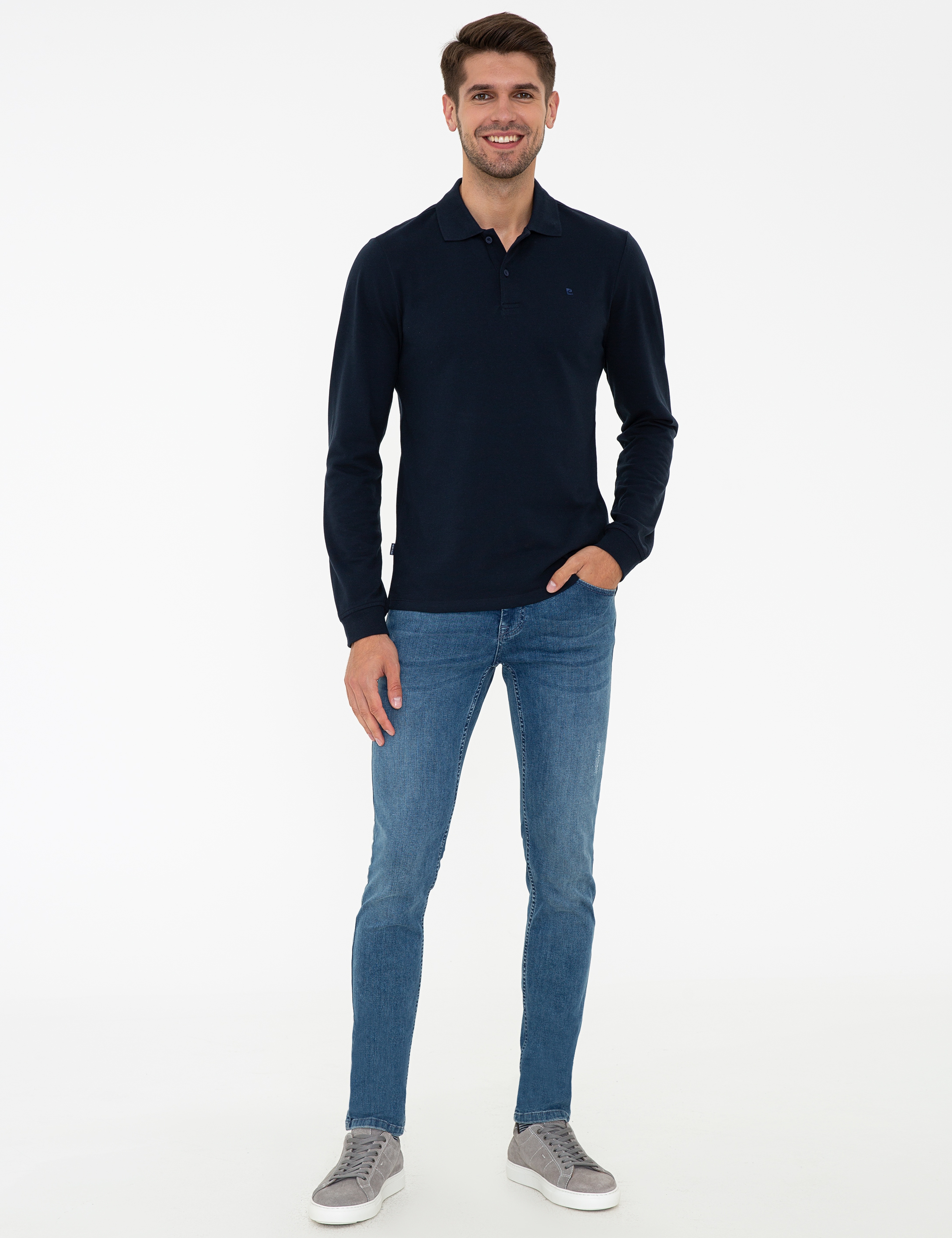 Lacivert Slim Fit Basic Sweatshirt - Image 4