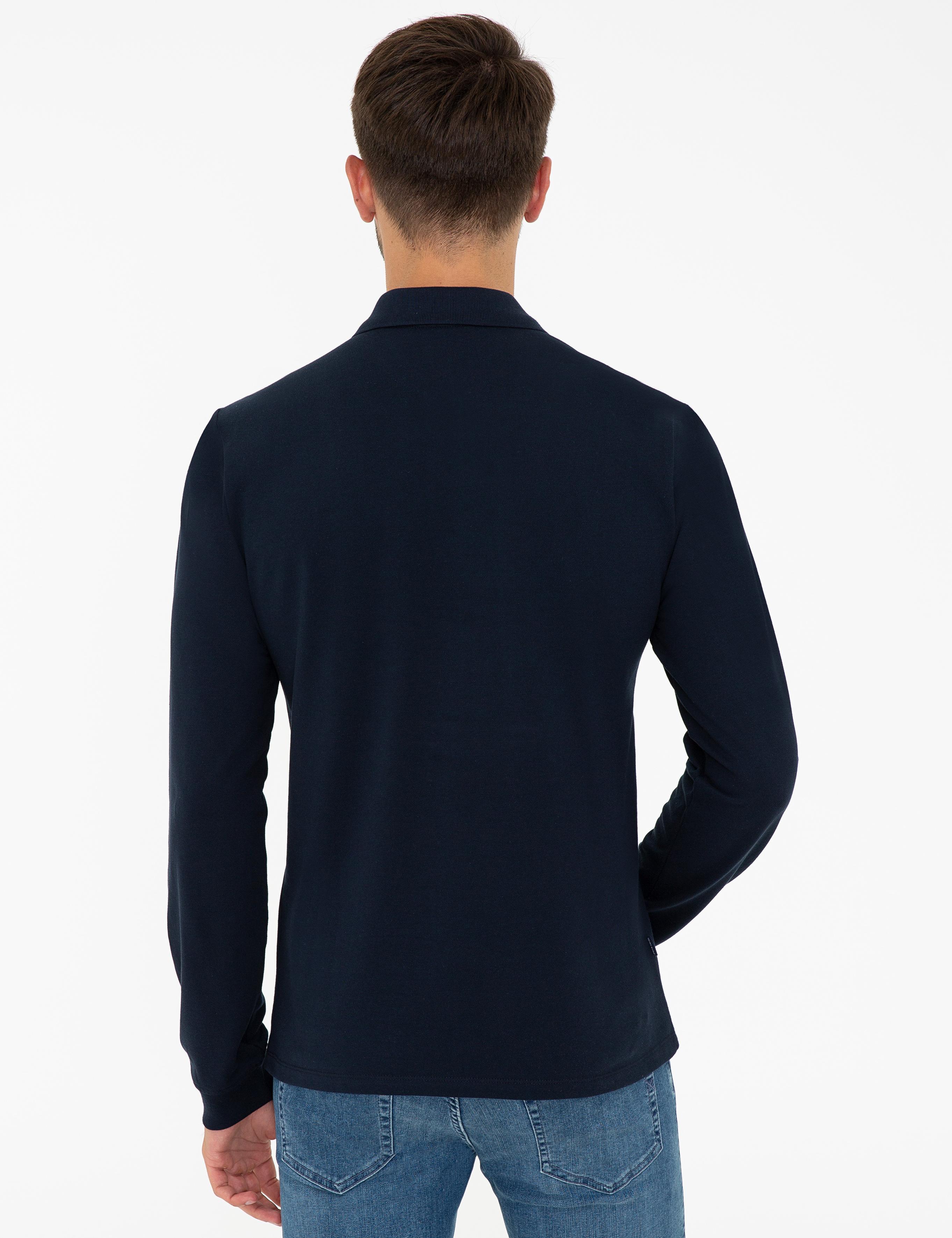Lacivert Slim Fit Basic Sweatshirt