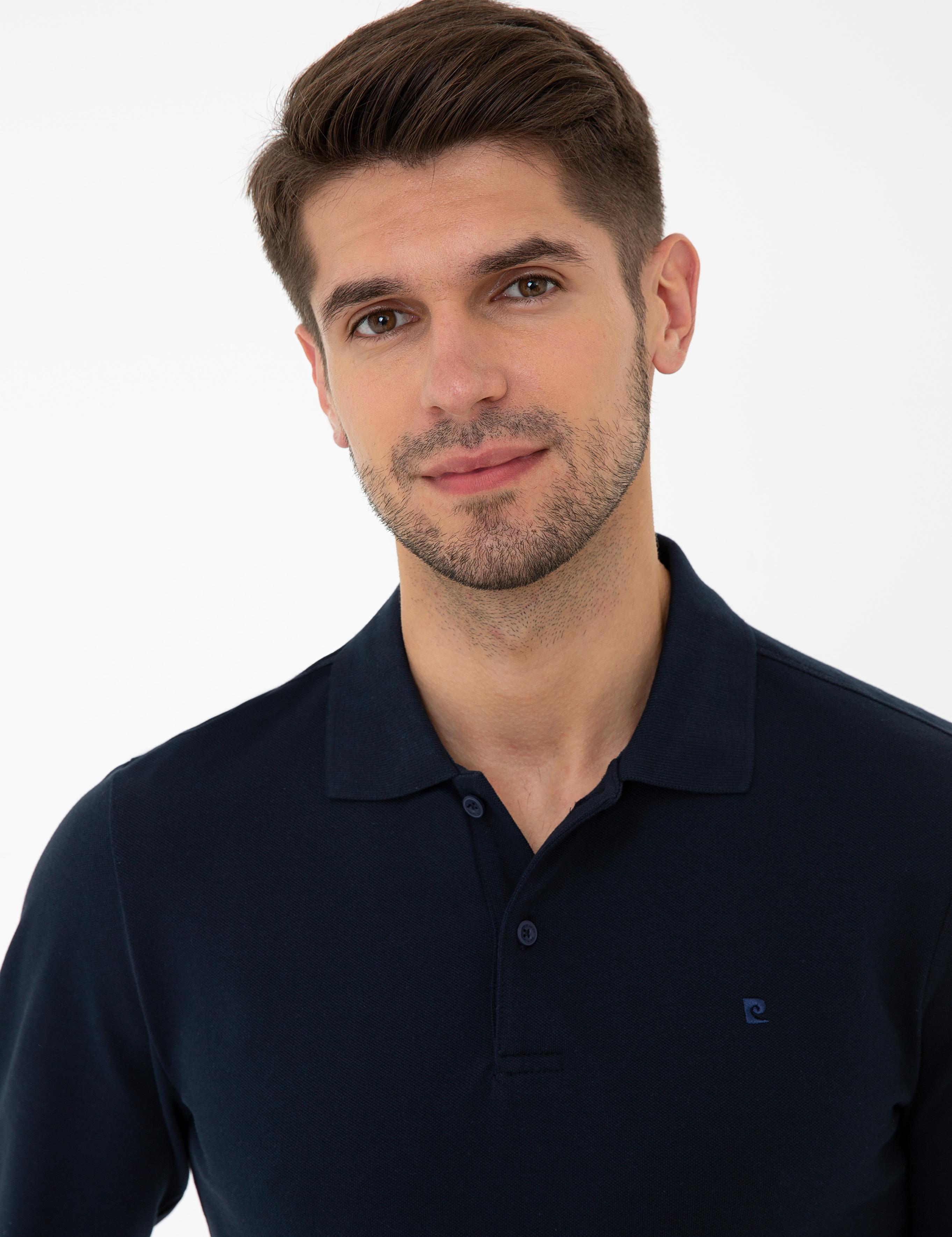 Lacivert Slim Fit Basic Sweatshirt