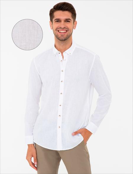 Beyaz Regular Fit Uzun Kollu Gömlek - 50235132012