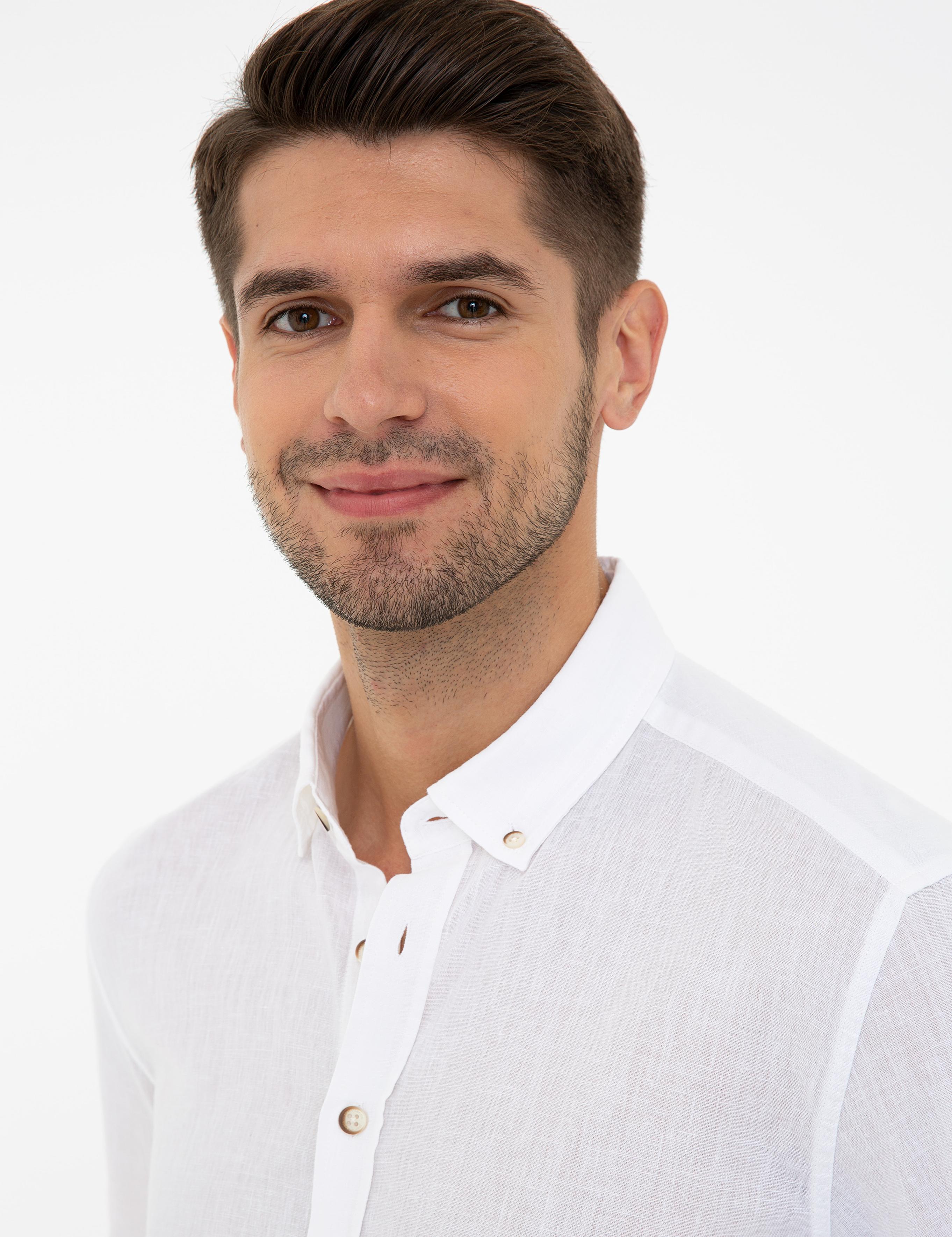 Beyaz Regular Fit Uzun Kollu Gömlek