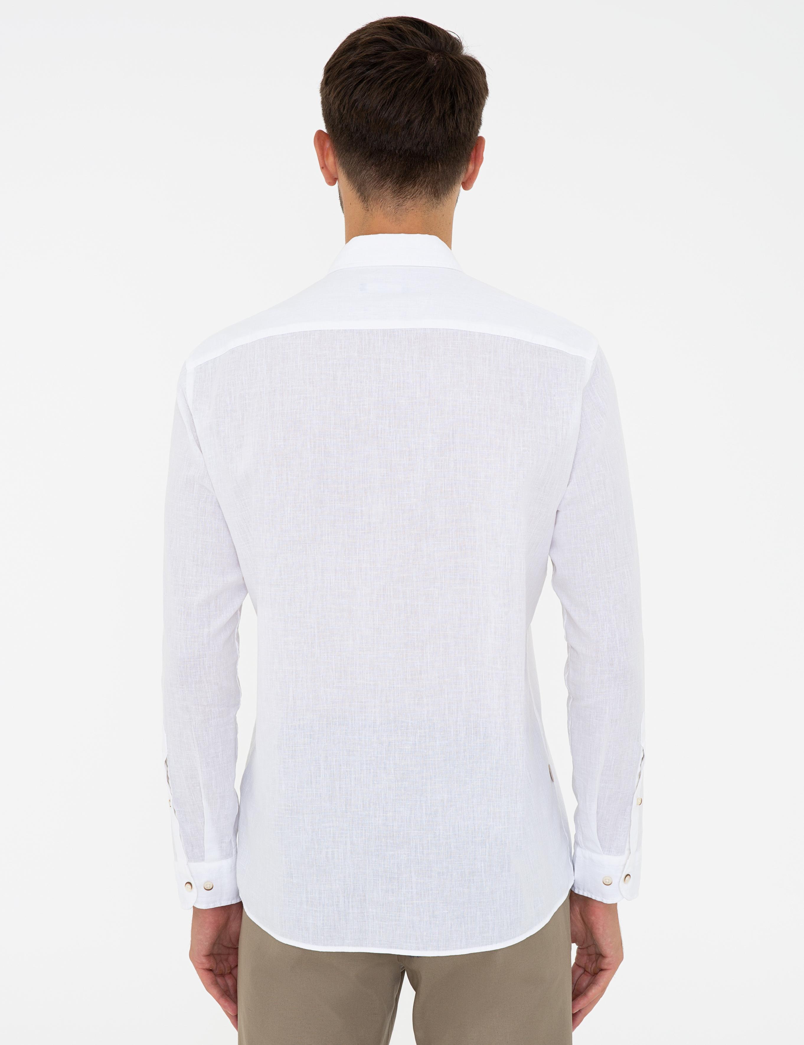 Beyaz Regular Fit Uzun Kollu Gömlek