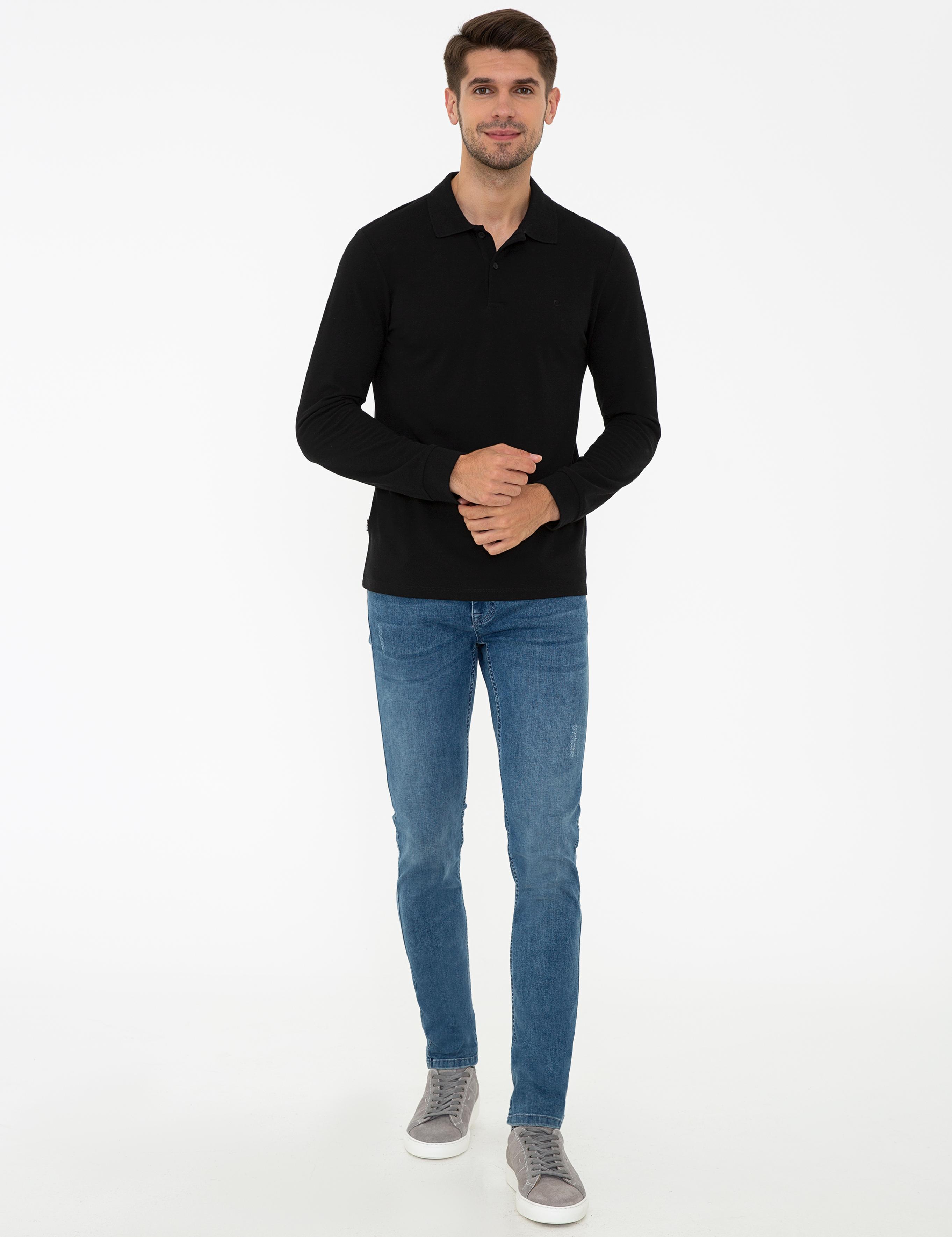 Siyah Slim Fit Basic Sweatshirt
