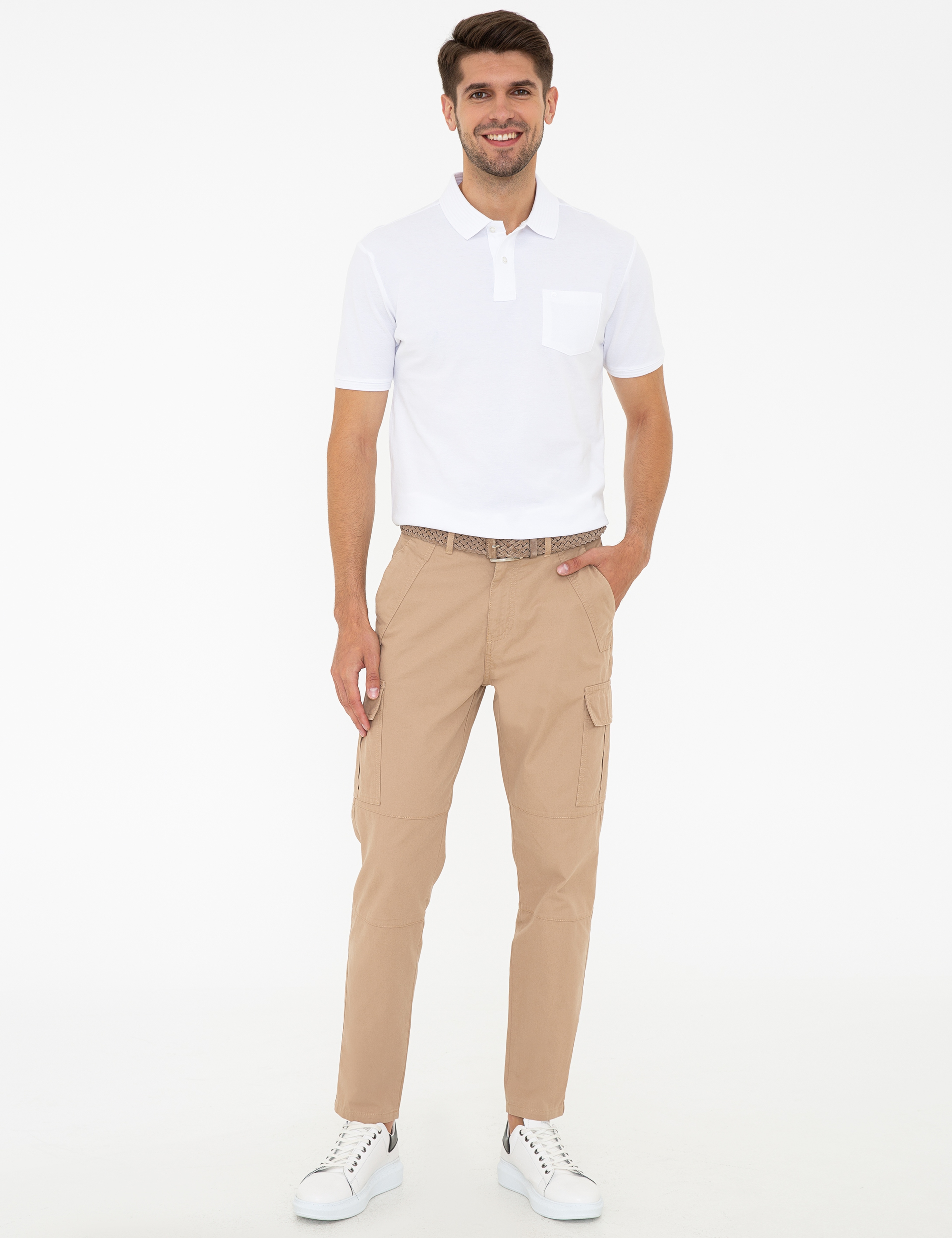 Beyaz Regular Fit %100 Pamuk Düğmeli Polo Yaka Basic Tişört