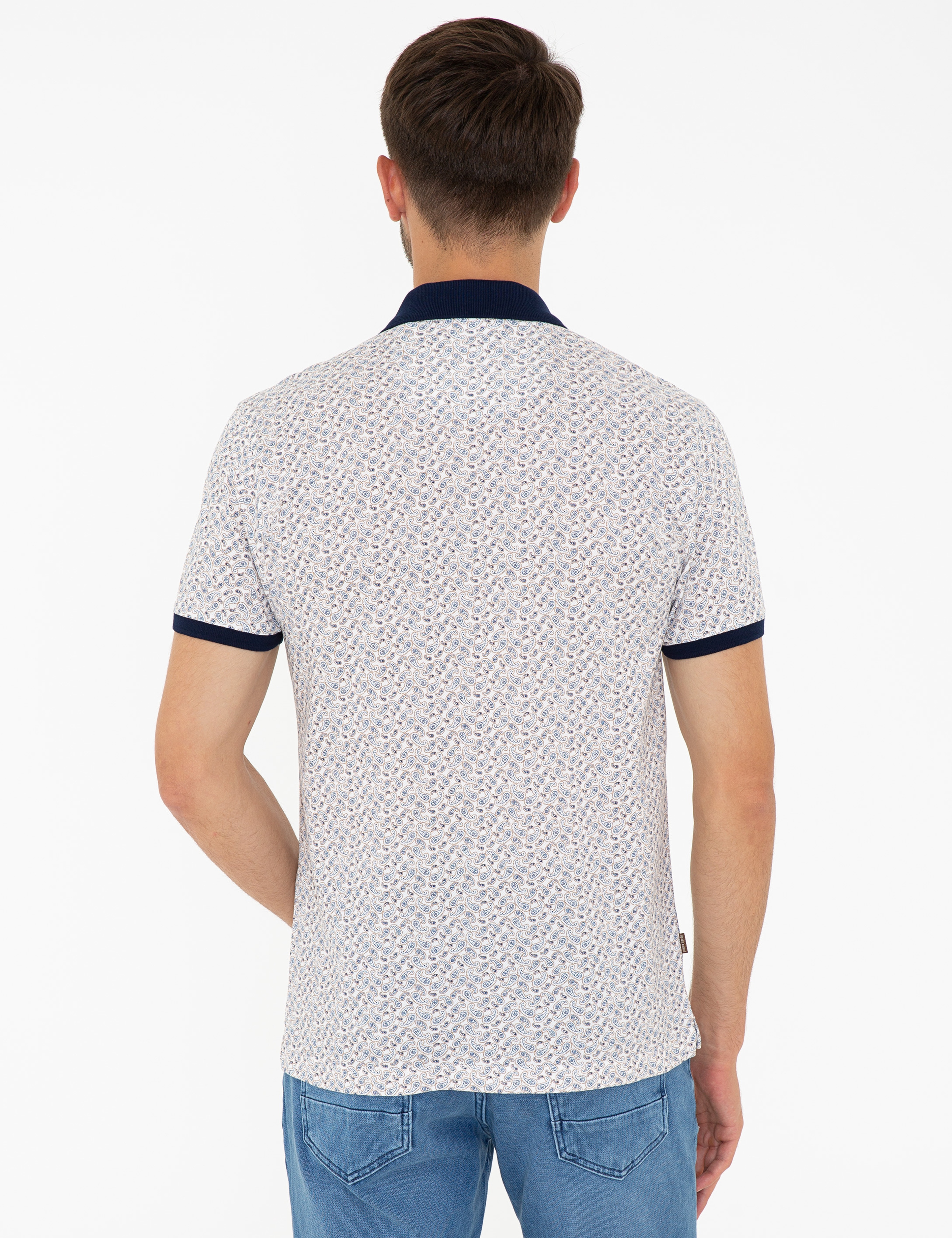 Beyaz Slim Fit Polo Yaka Tişört