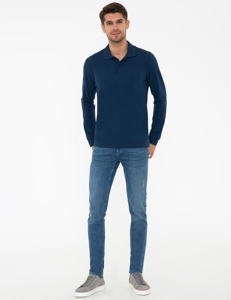 Açık Lacivert Slim Fit Basic Sweatshirt - 50241551077