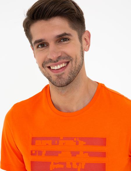 Turuncu Slim Fit Bisiklet Yaka Tişört - 50233262166