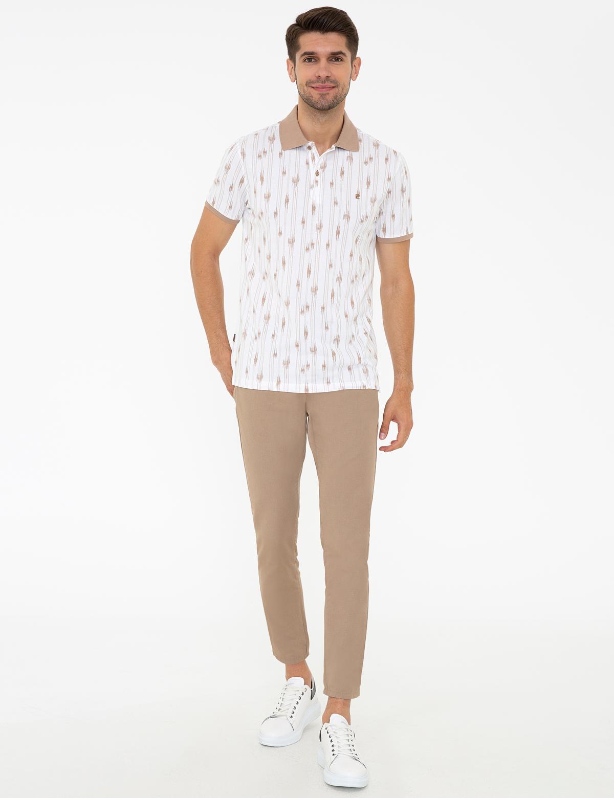 Açık Kahverengi Slim Fit Polo Yaka Tişört - 50232389151