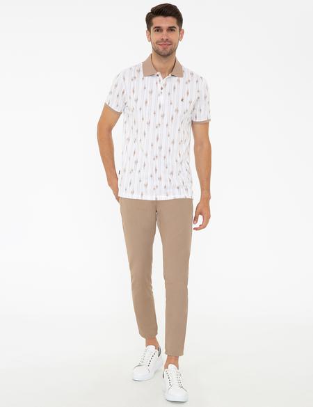 Açık Kahverengi Slim Fit Polo Yaka Tişört - 50232389151