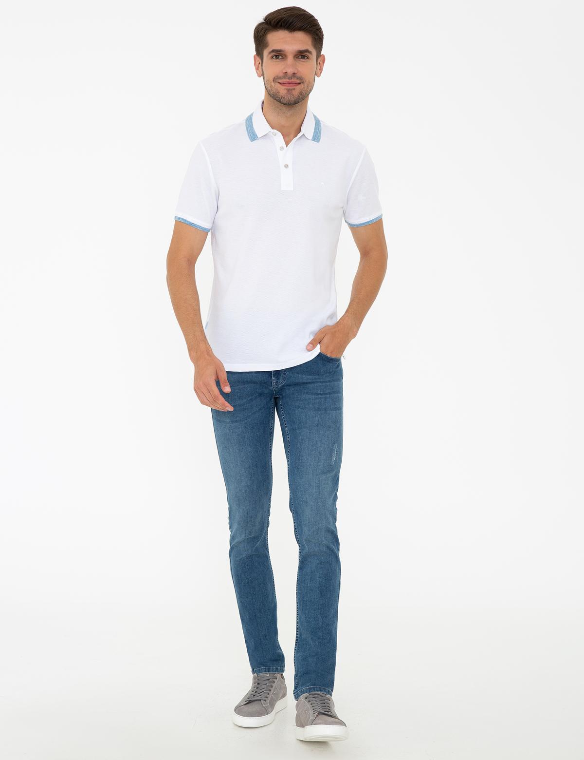 Beyaz Slim Fit Polo Yaka Tişört - 50232444005