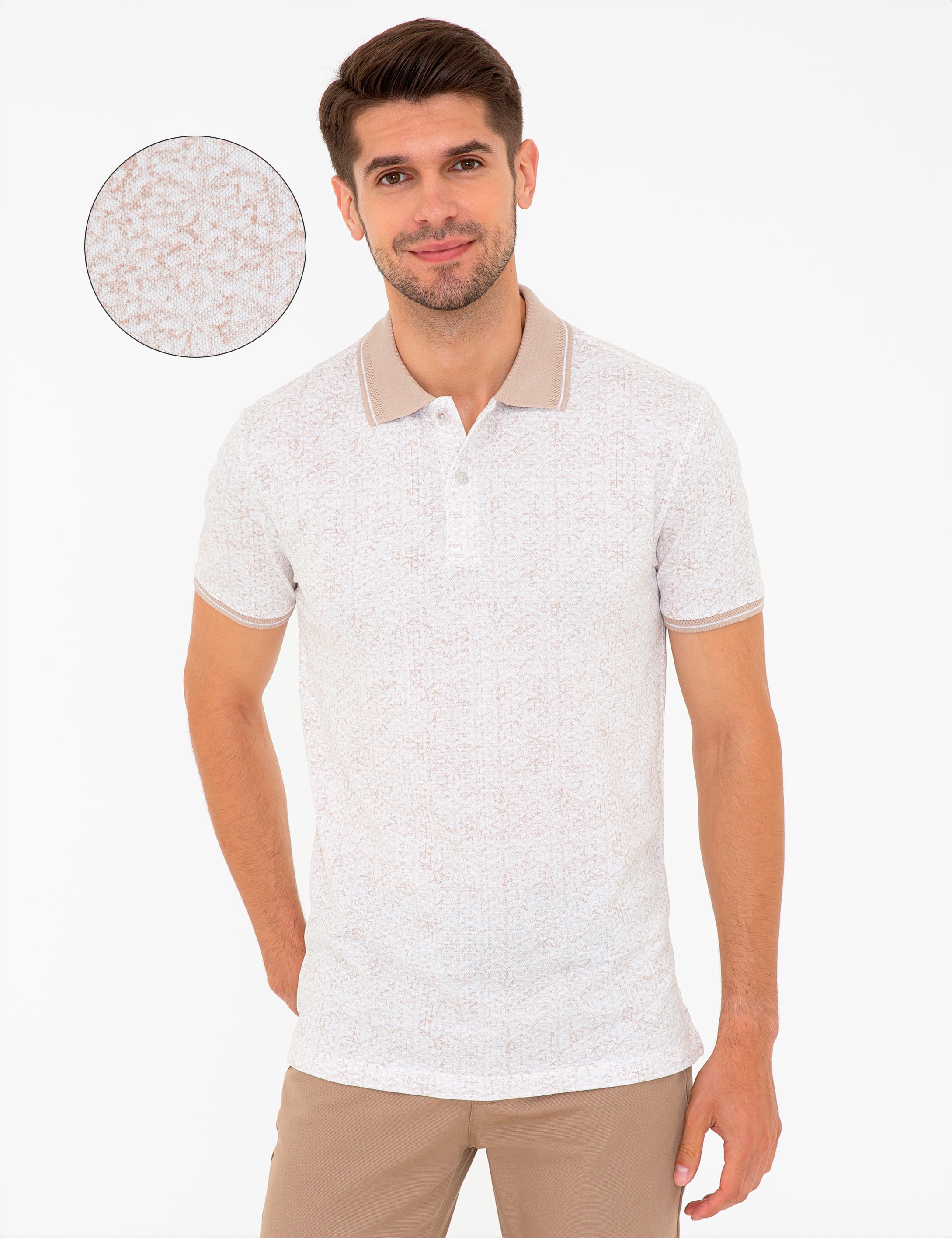 Taş Slim Fit Baskılı Polo Yaka Tişört