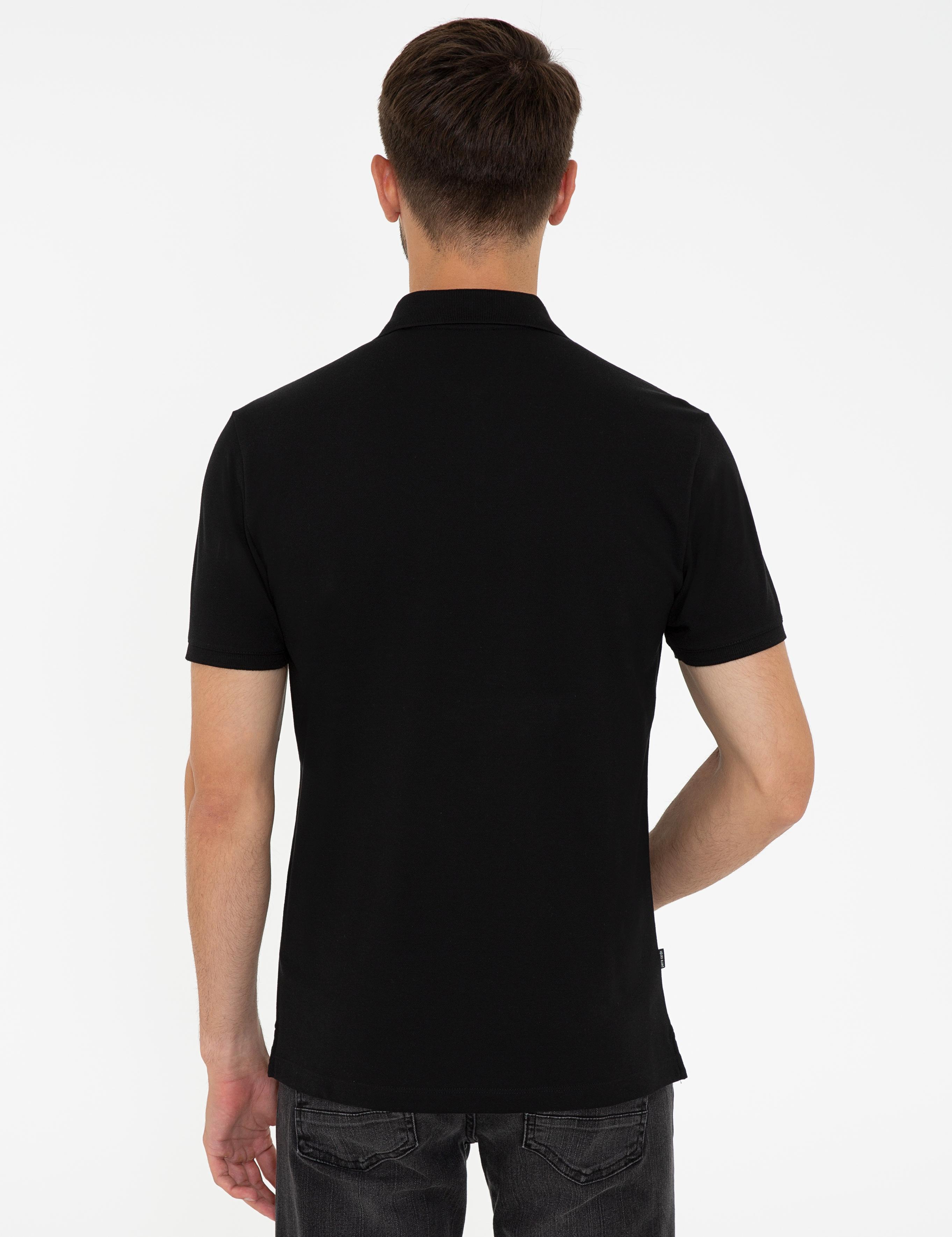 Siyah Slim Fit Polo Yaka T-Shirt