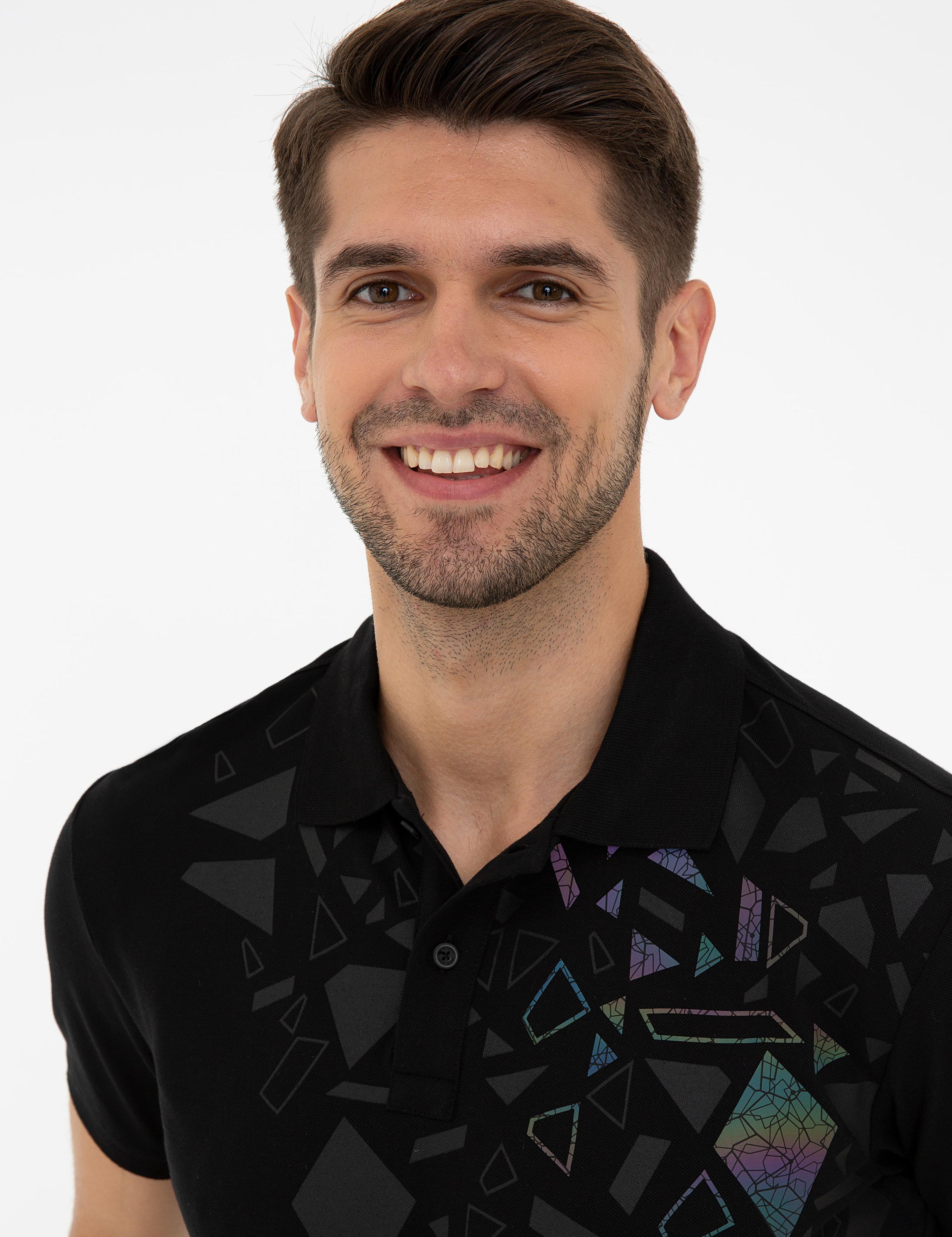 Siyah Slim Fit Polo Yaka T-Shirt