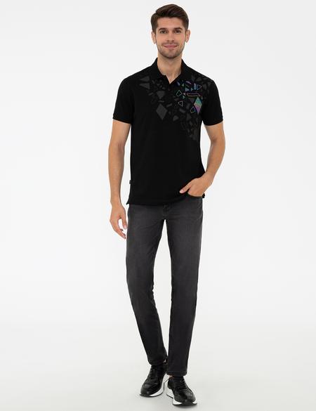 Siyah Slim Fit Polo Yaka T-Shirt - 50233272109
