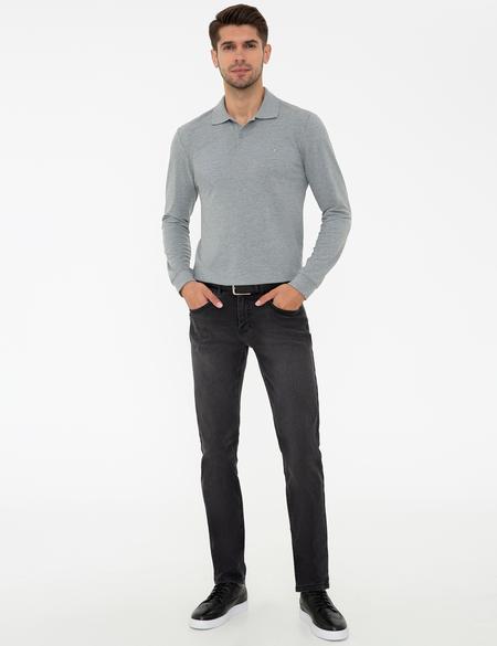 Gri Melanj Slim Fit Polo Yaka Sweatshirt - 50241551033