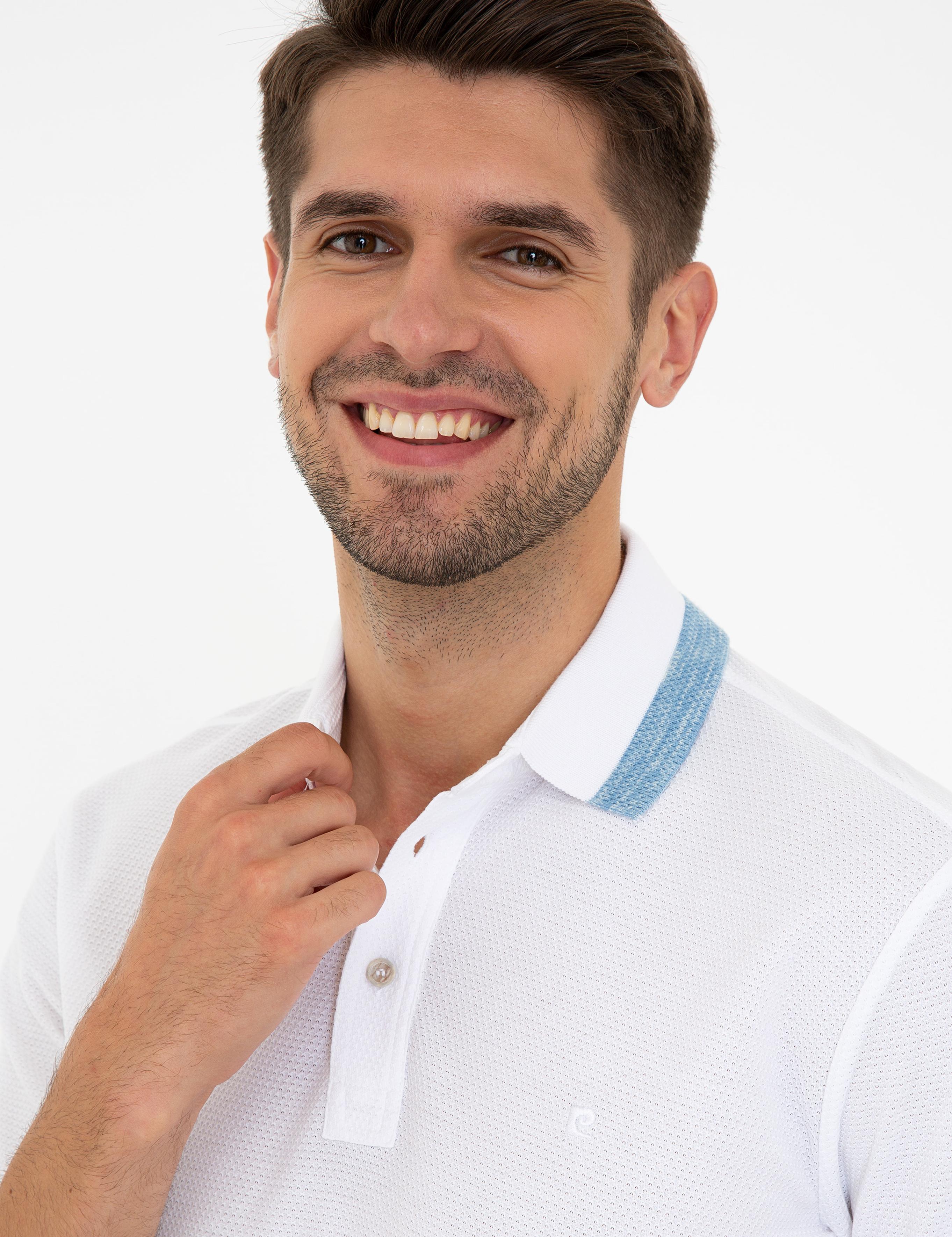 Beyaz Slim Fit Polo Yaka Tişört