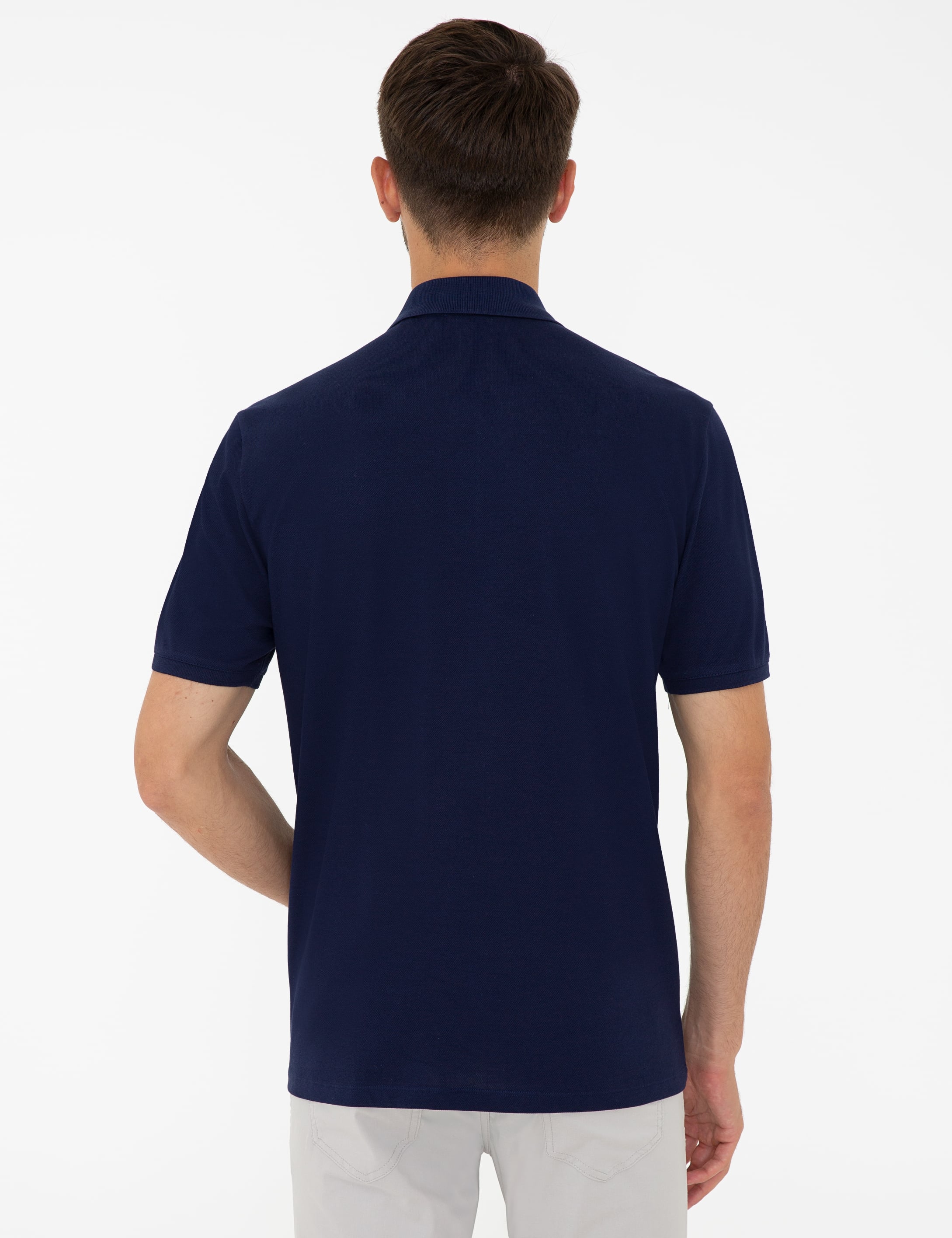 Lacivert Regular Fit Polo Yaka Basic Tişört - Image 3