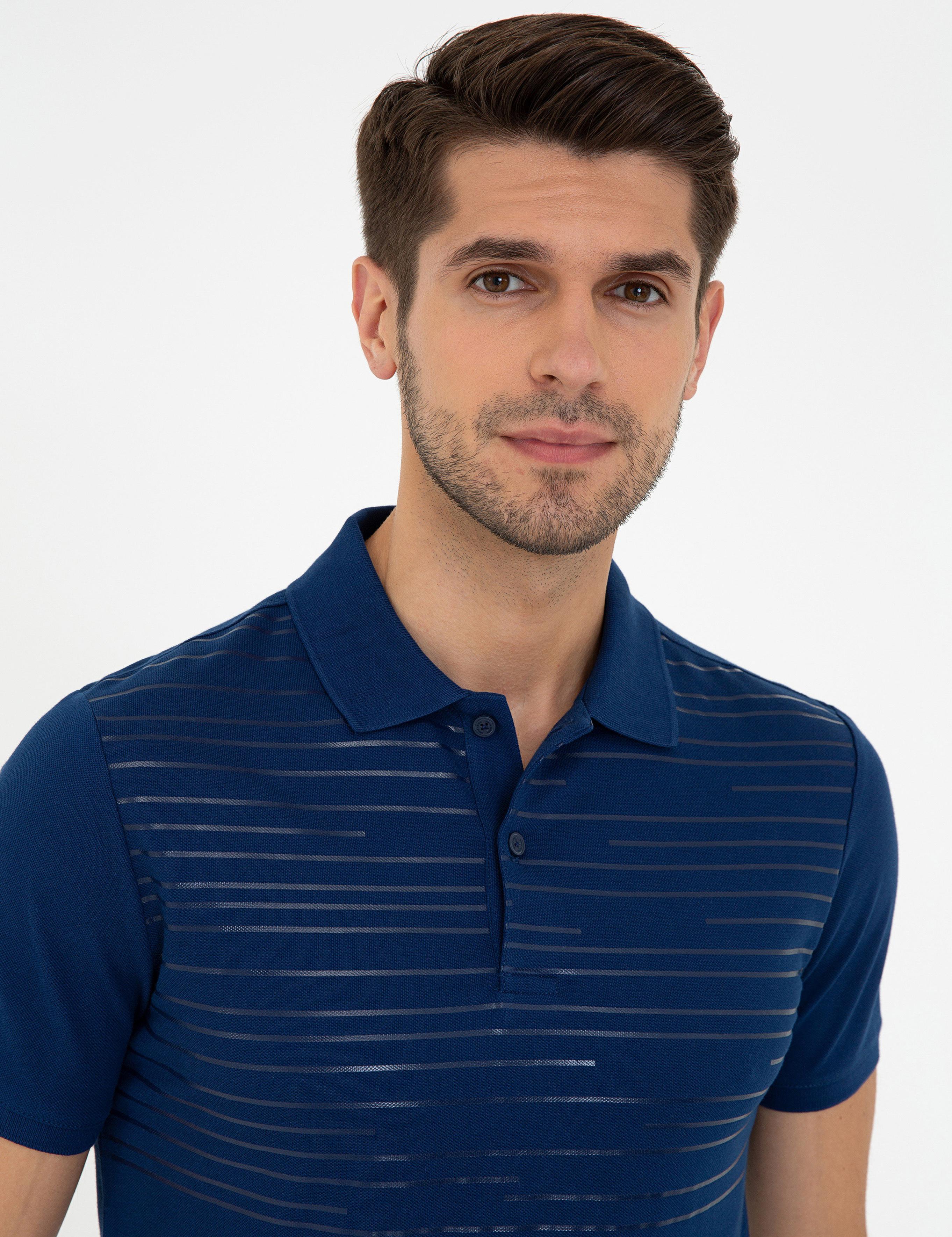 Lacivert Slim Fit Polo Yaka T-Shirt