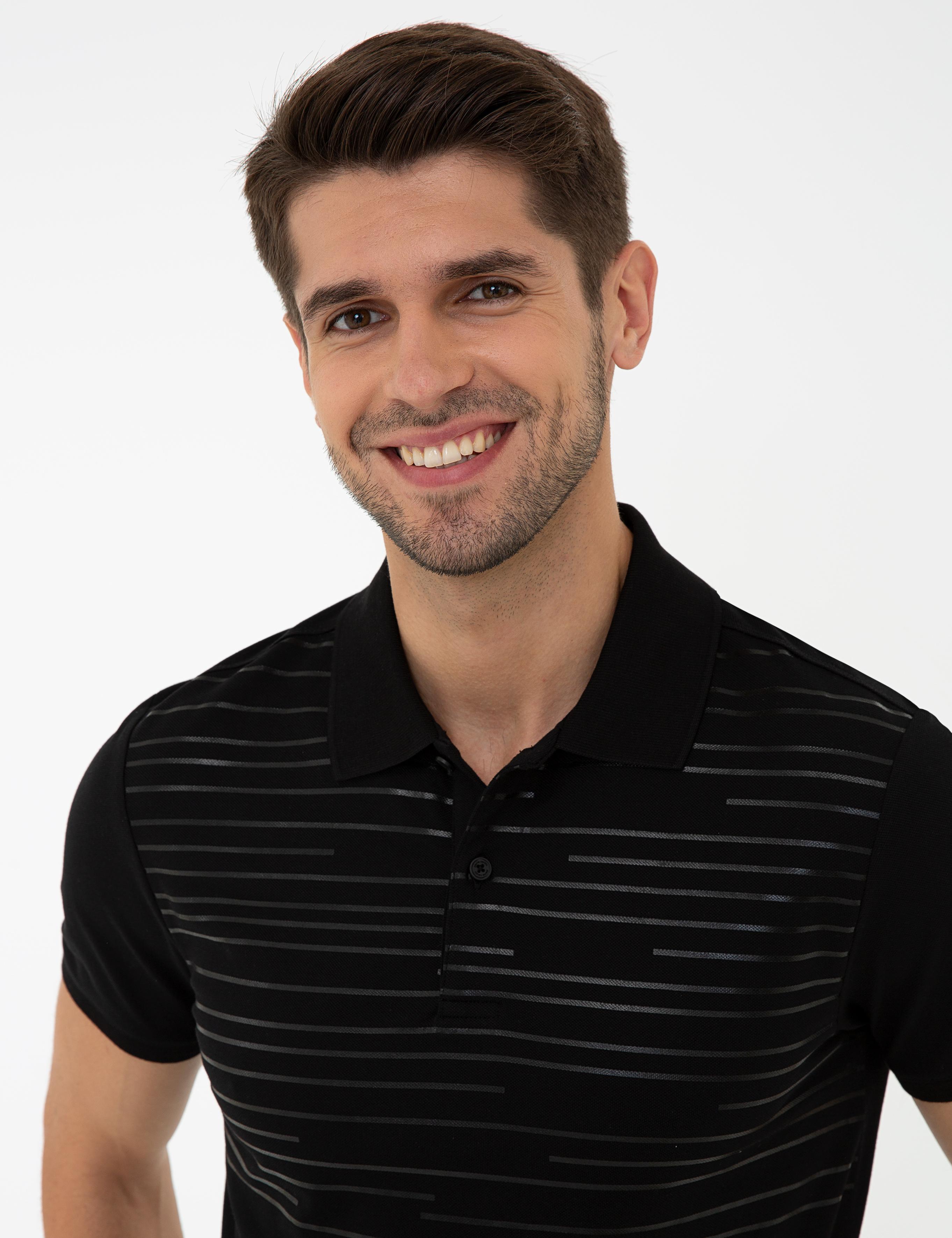 Siyah Slim Fit Polo Yaka T-Shirt