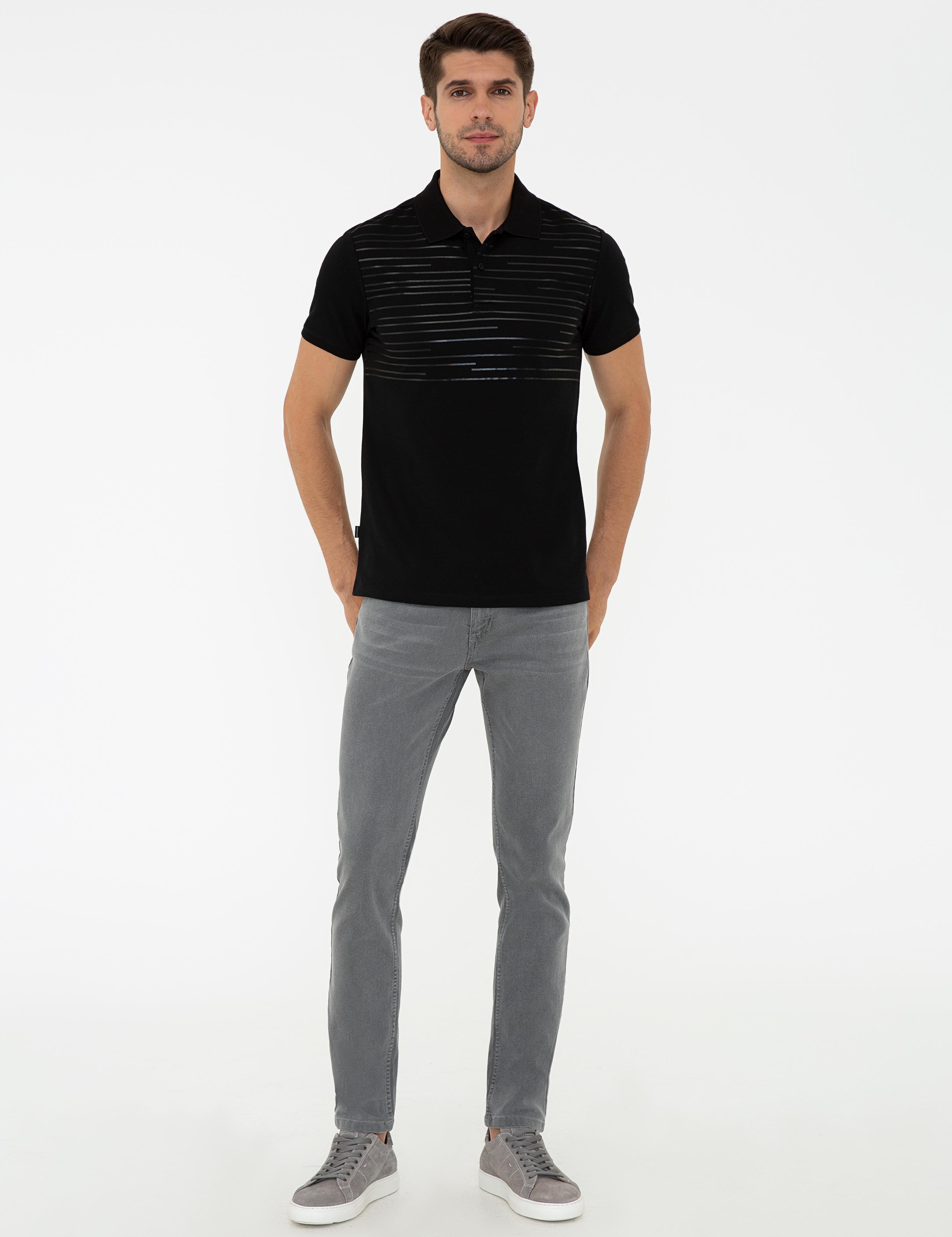 Siyah Slim Fit Polo Yaka T-Shirt