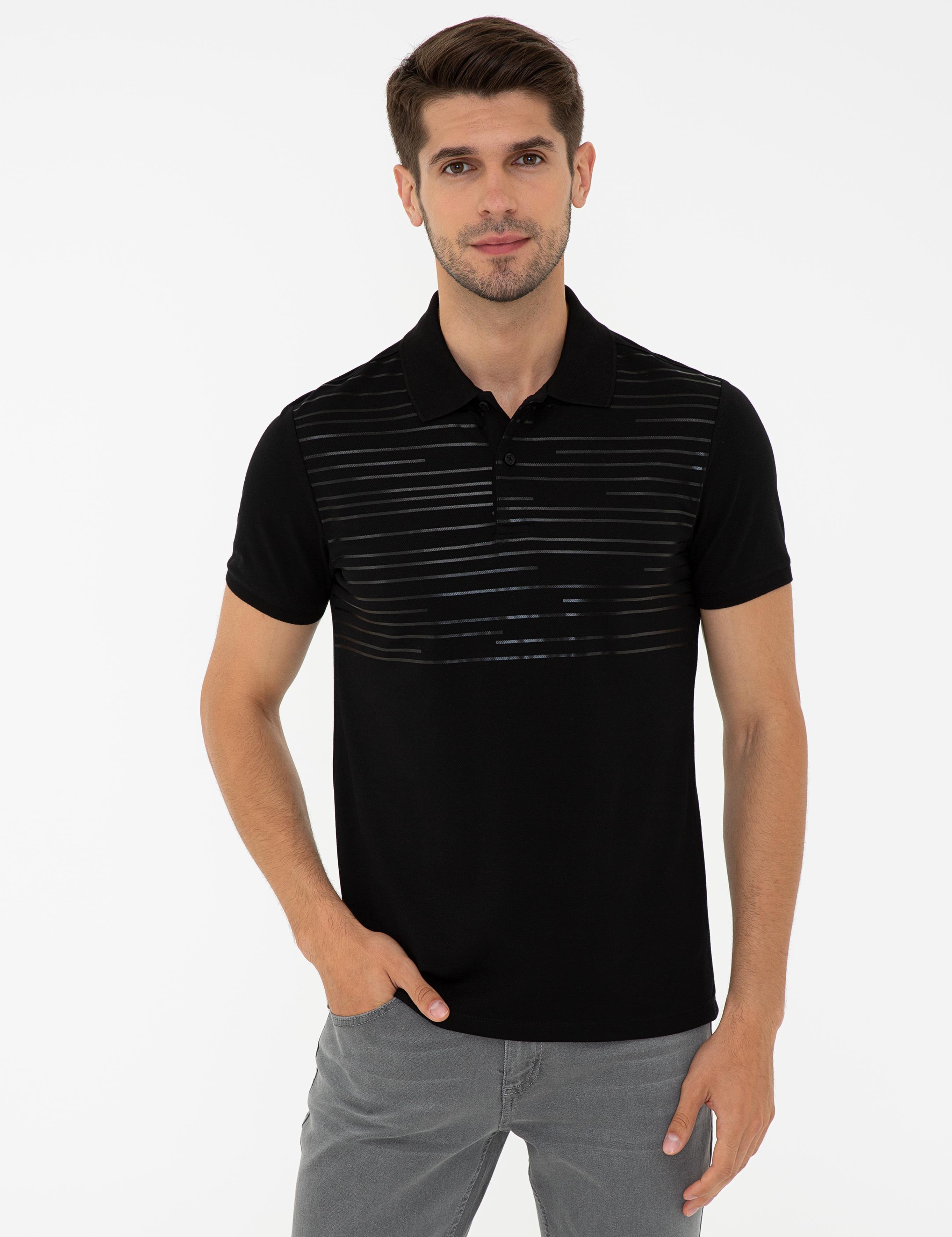 Siyah Slim Fit Polo Yaka T-Shirt