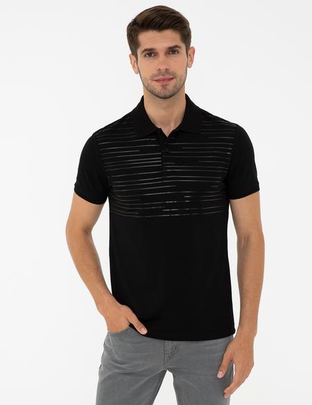 Siyah Slim Fit Polo Yaka T-Shirt - 50242148029