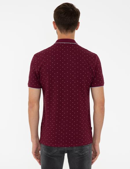 Bordo Slim Fit Baskılı Polo Yaka Tişört - 50242146010